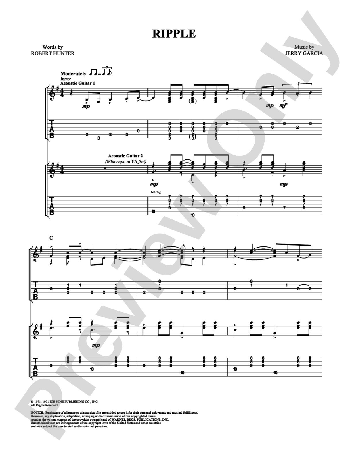 Ripple: Guitar TAB Digital Sheet Music
