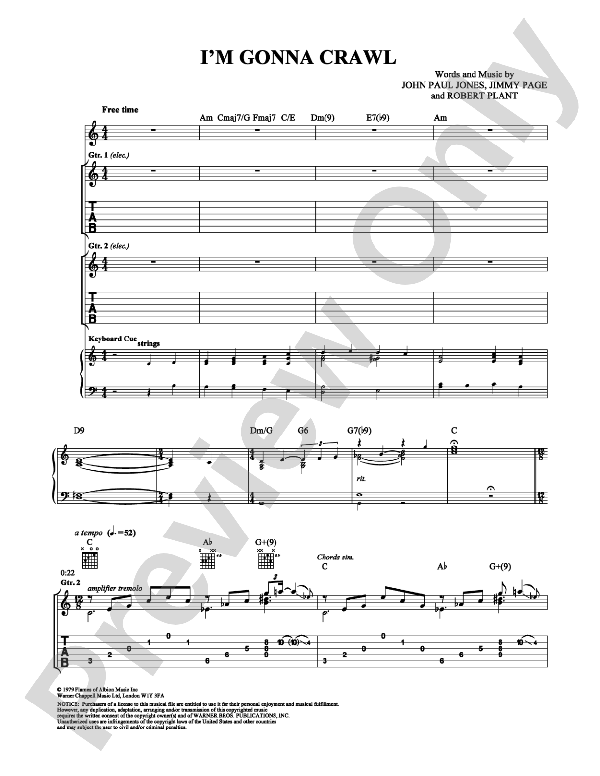 I'm Gonna Crawl: Guitar TAB Digital Sheet Music