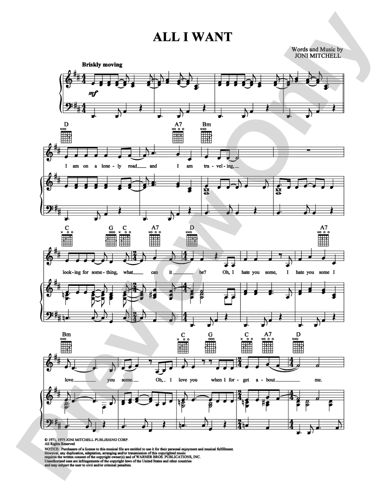 All I Want: Piano/Vocal/Chords Digital Sheet Music