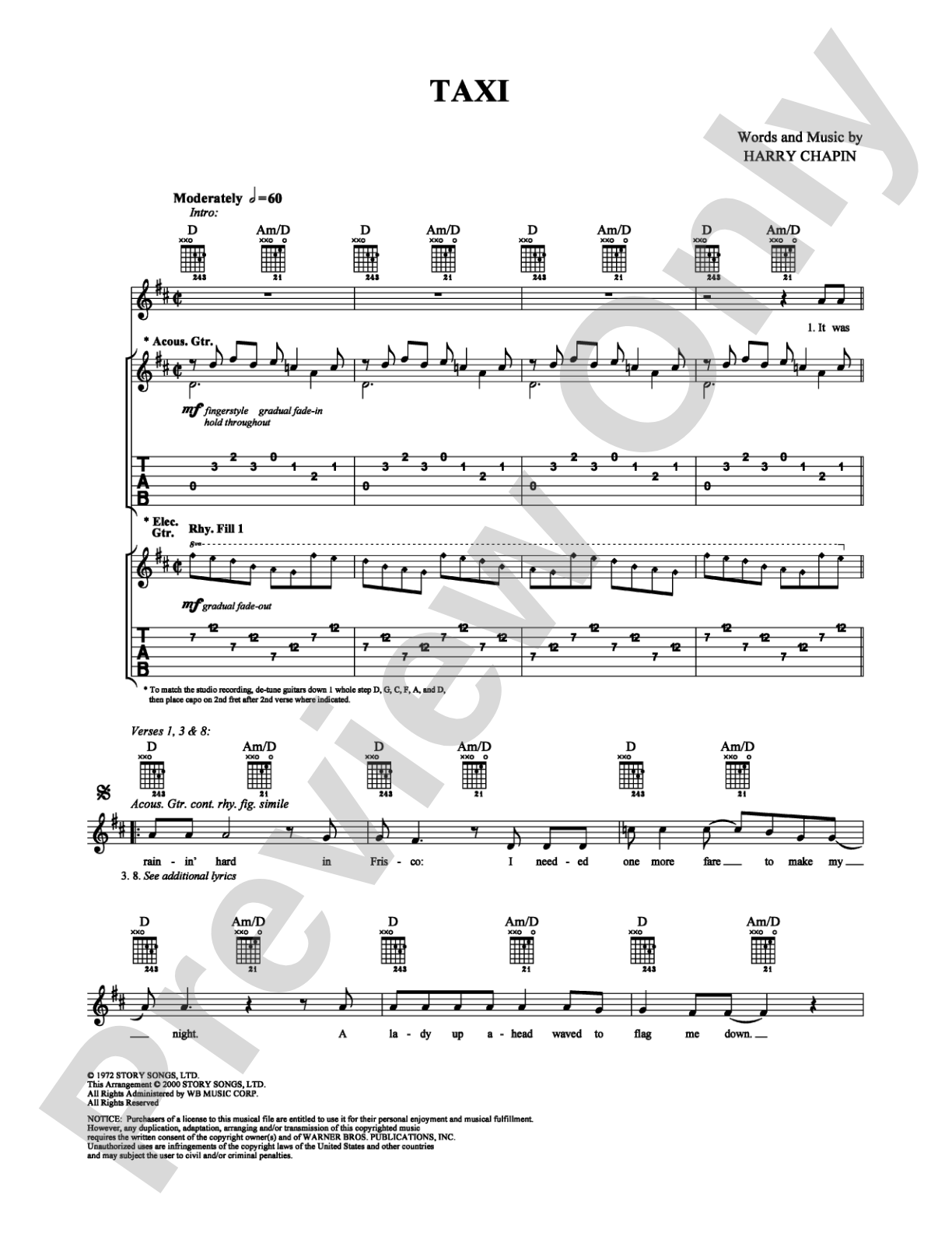 Taxi: Guitar TAB Digital Sheet Music