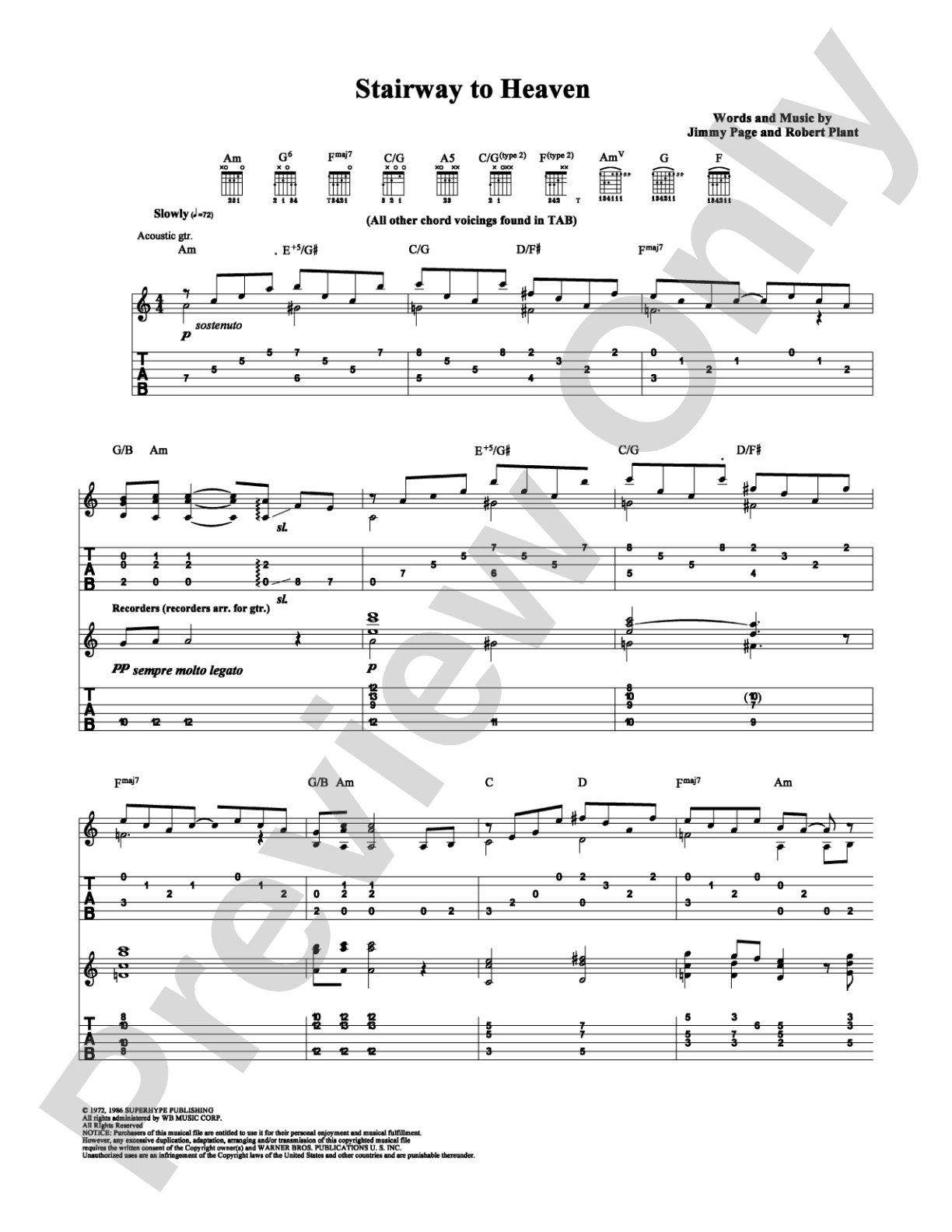 Stairway to Heaven: Guitar TAB Digital Sheet Music