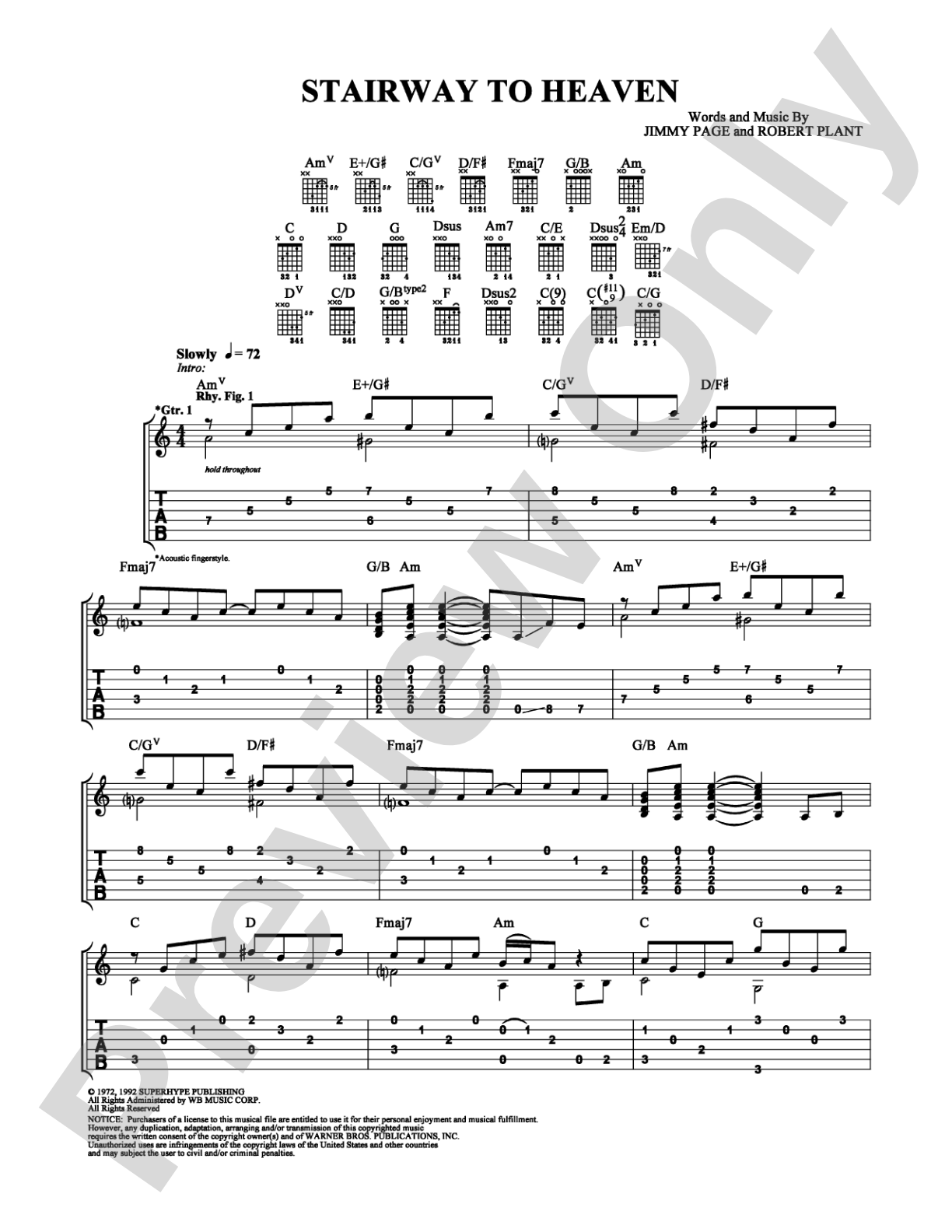 Stairway to Heaven: Easy Guitar Digital Sheet Music