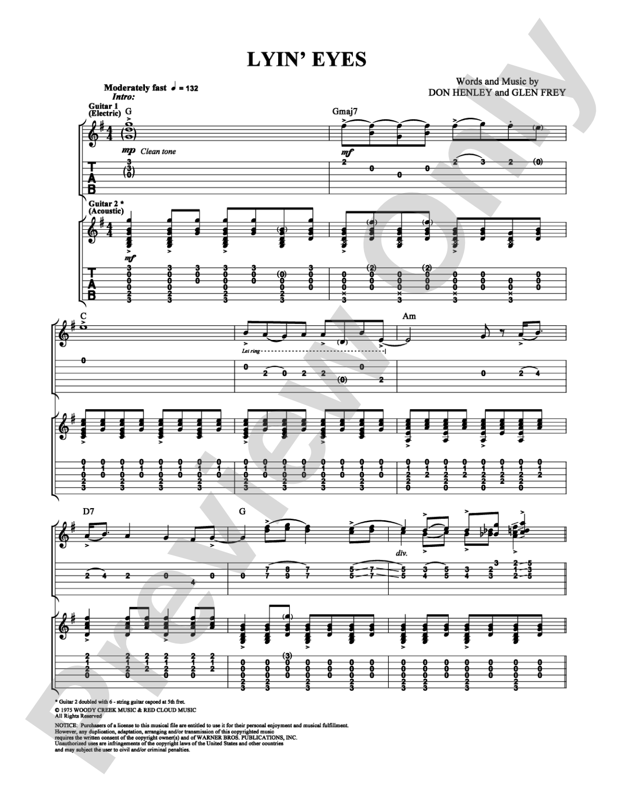Lyin' Eyes: Guitar TAB Digital Sheet Music