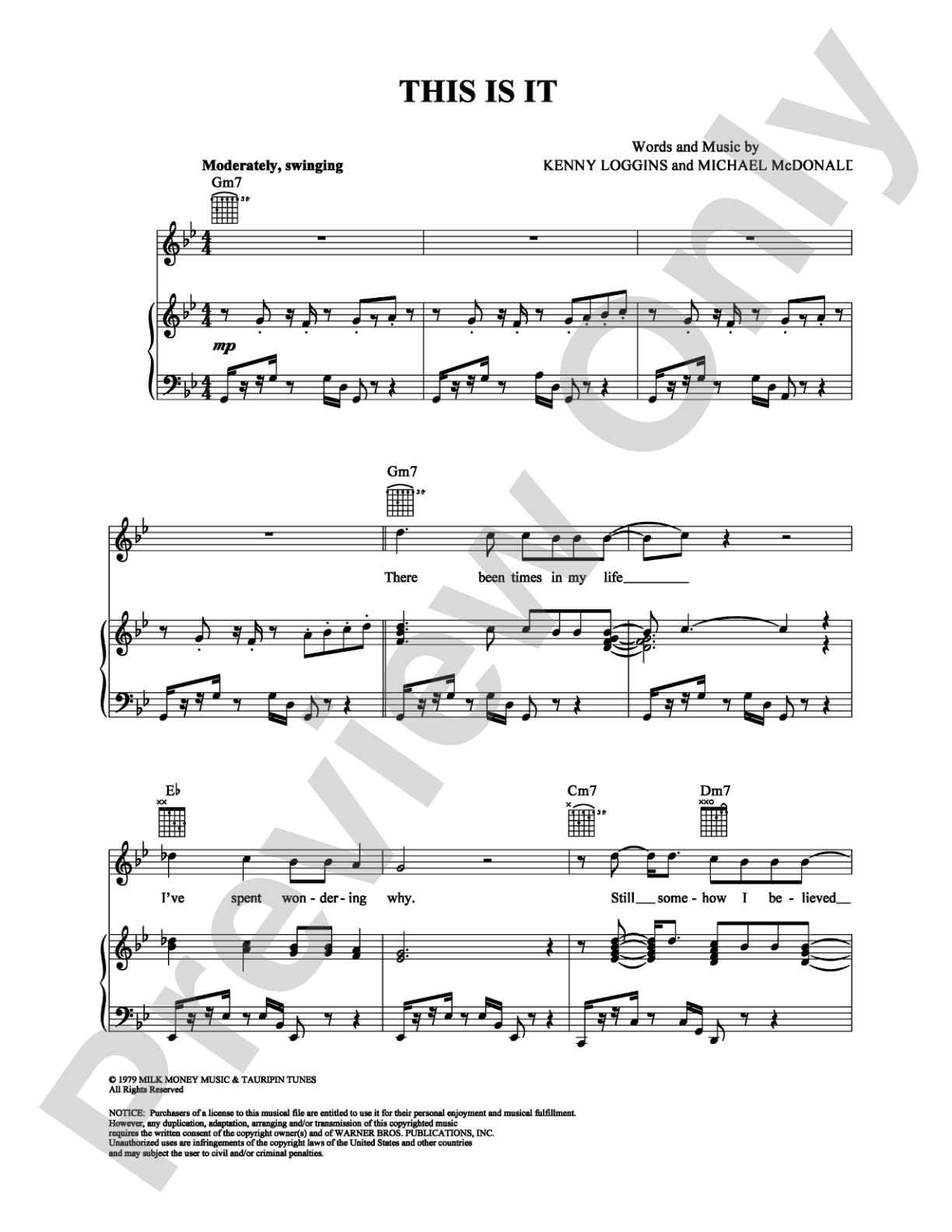This is It: Piano/Vocal/Chords Digital Sheet Music