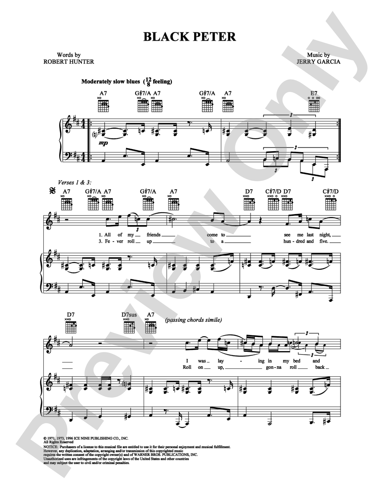 Black Peter: Piano/Vocal/Chords Digital Sheet Music