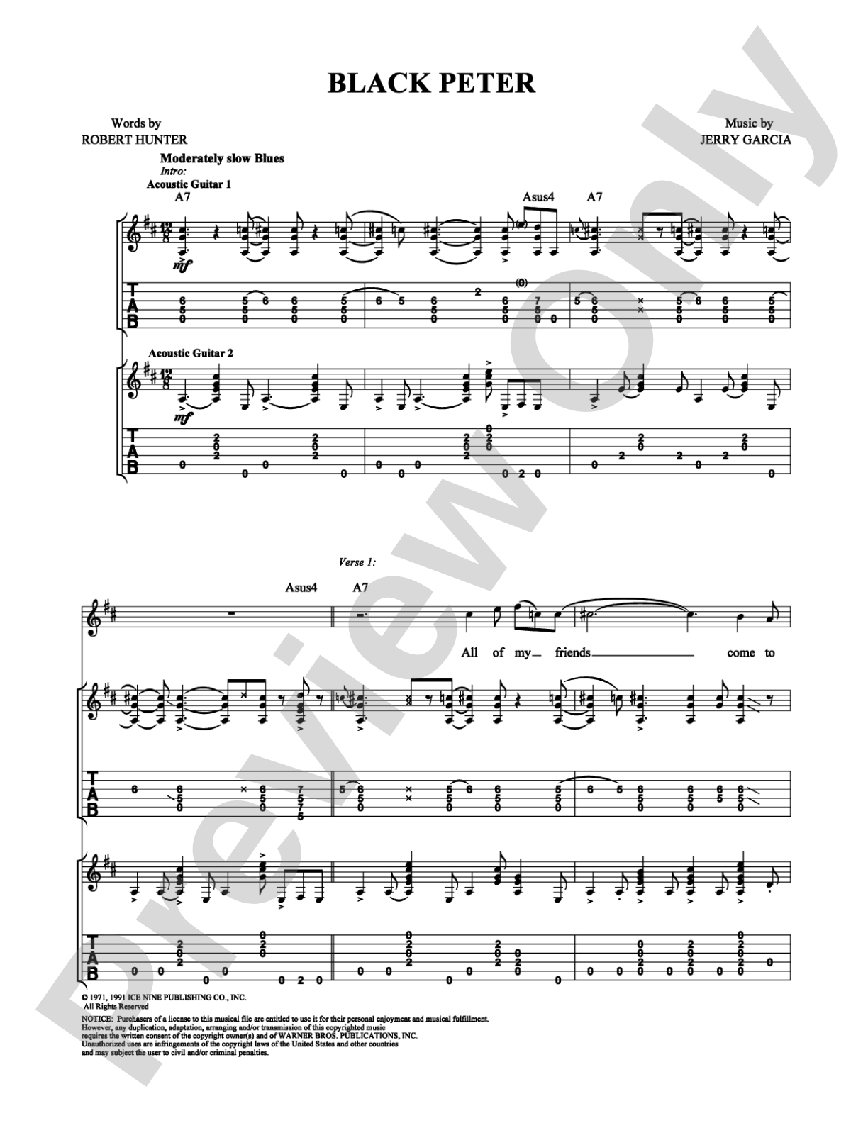 Black Peter: Guitar TAB Digital Sheet Music