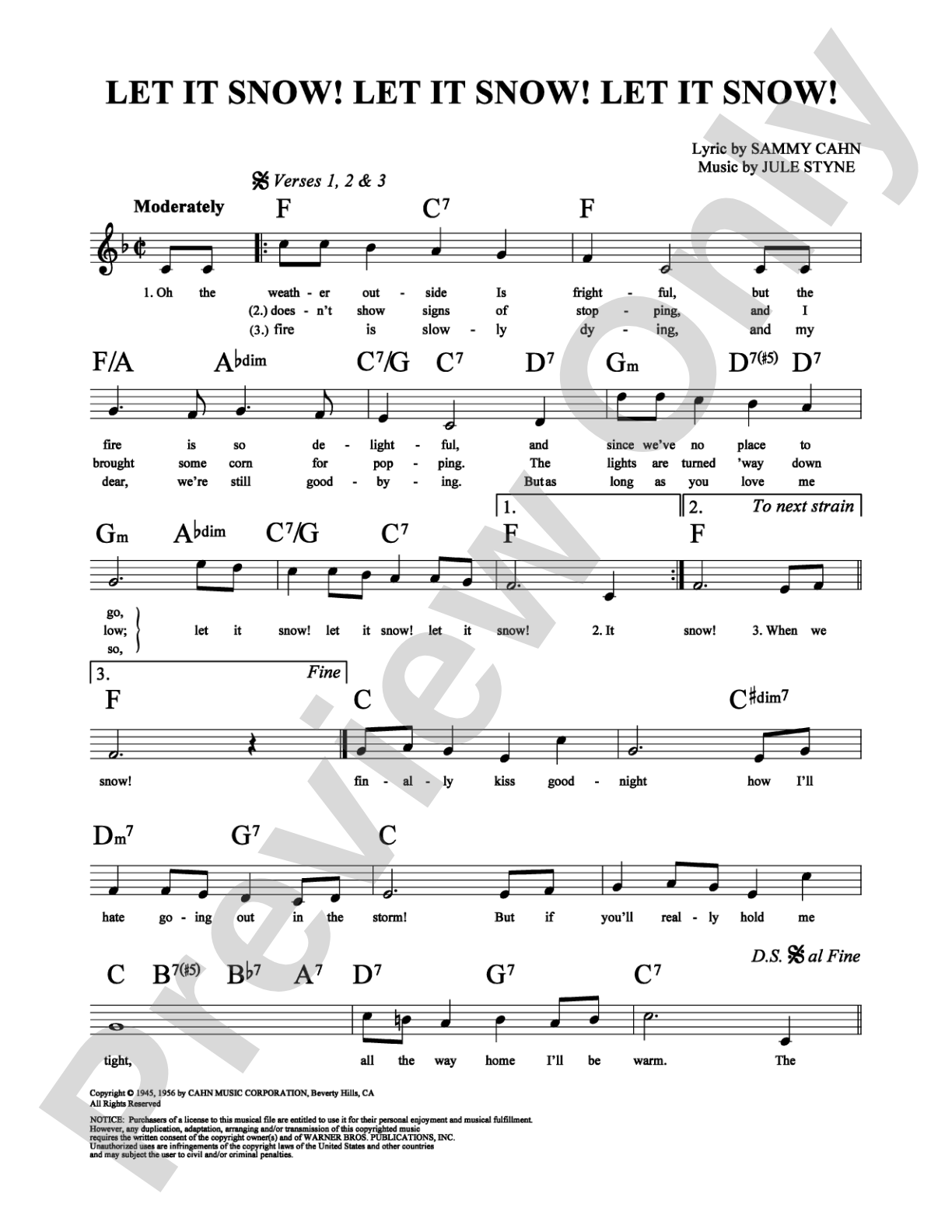 Let It Snow! Let It Snow! Let It Snow!: Lead Sheet Digital Sheet Music