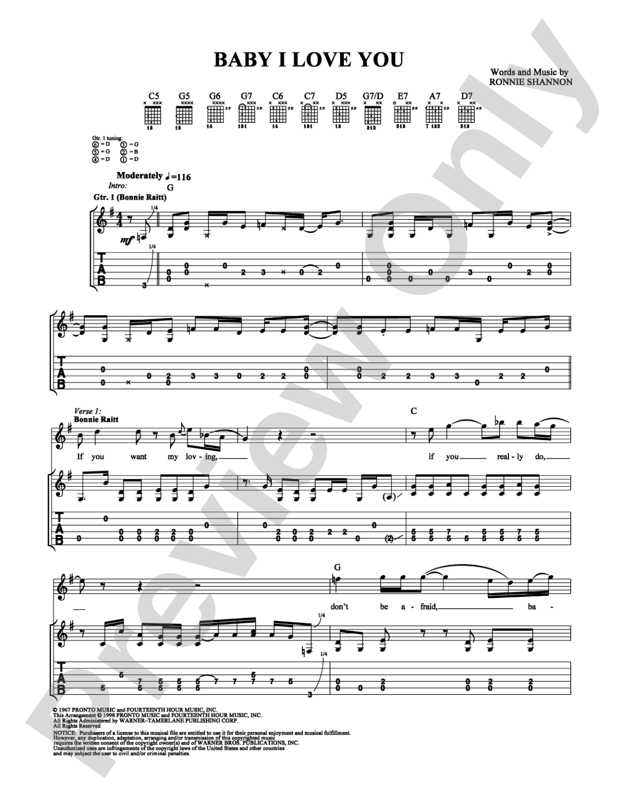 Baby I Love You: Guitar TAB Digital Sheet Music