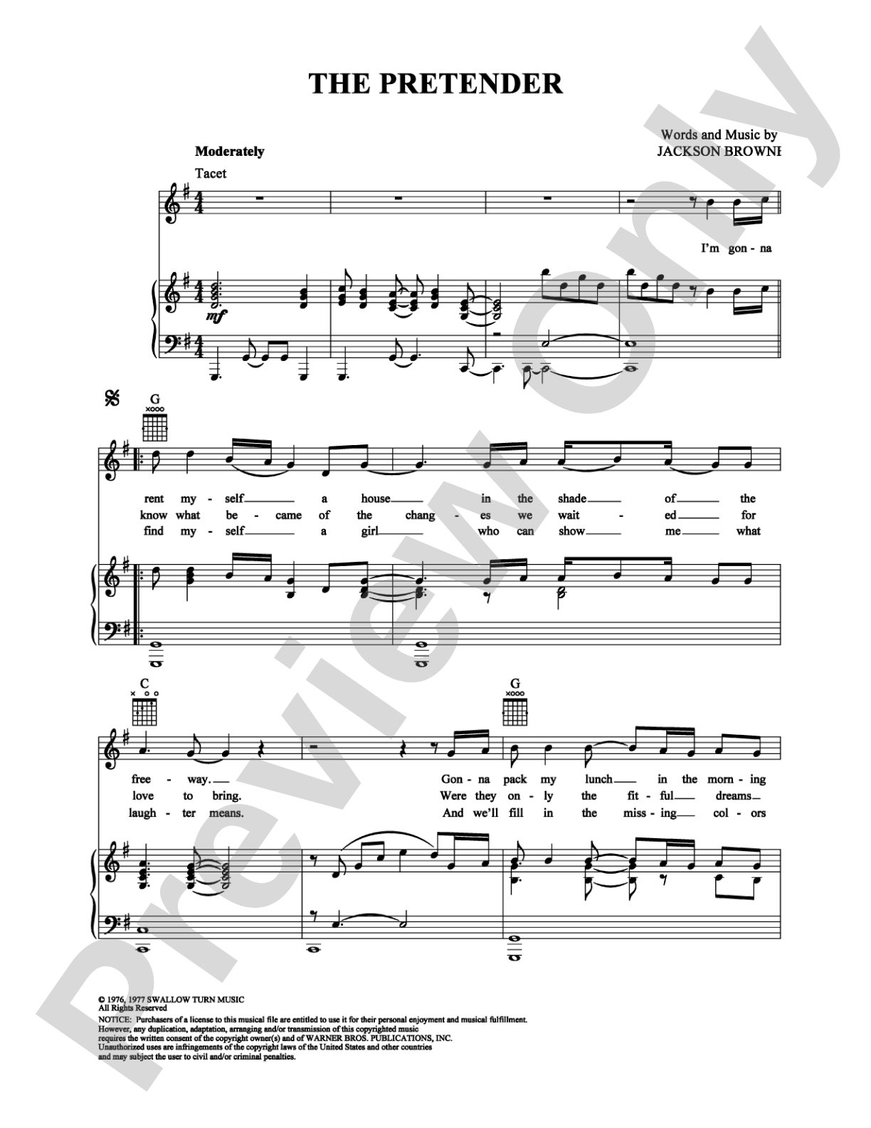 The Pretender: Piano/Vocal/Chords Digital Sheet Music