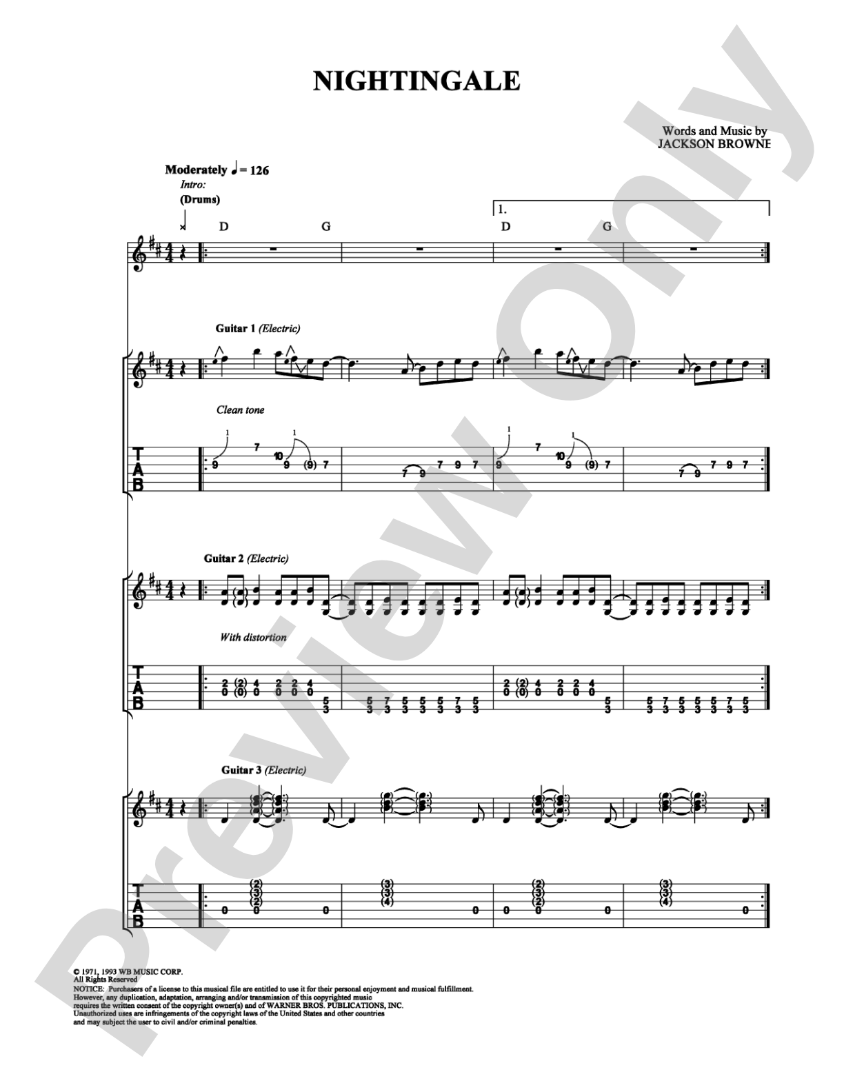 Nightingale: Guitar TAB Digital Sheet Music