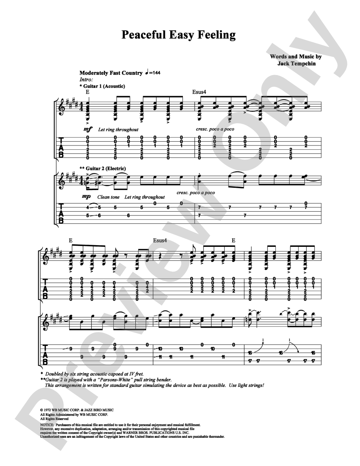Peaceful Easy Feeling: Guitar TAB Digital Sheet Music