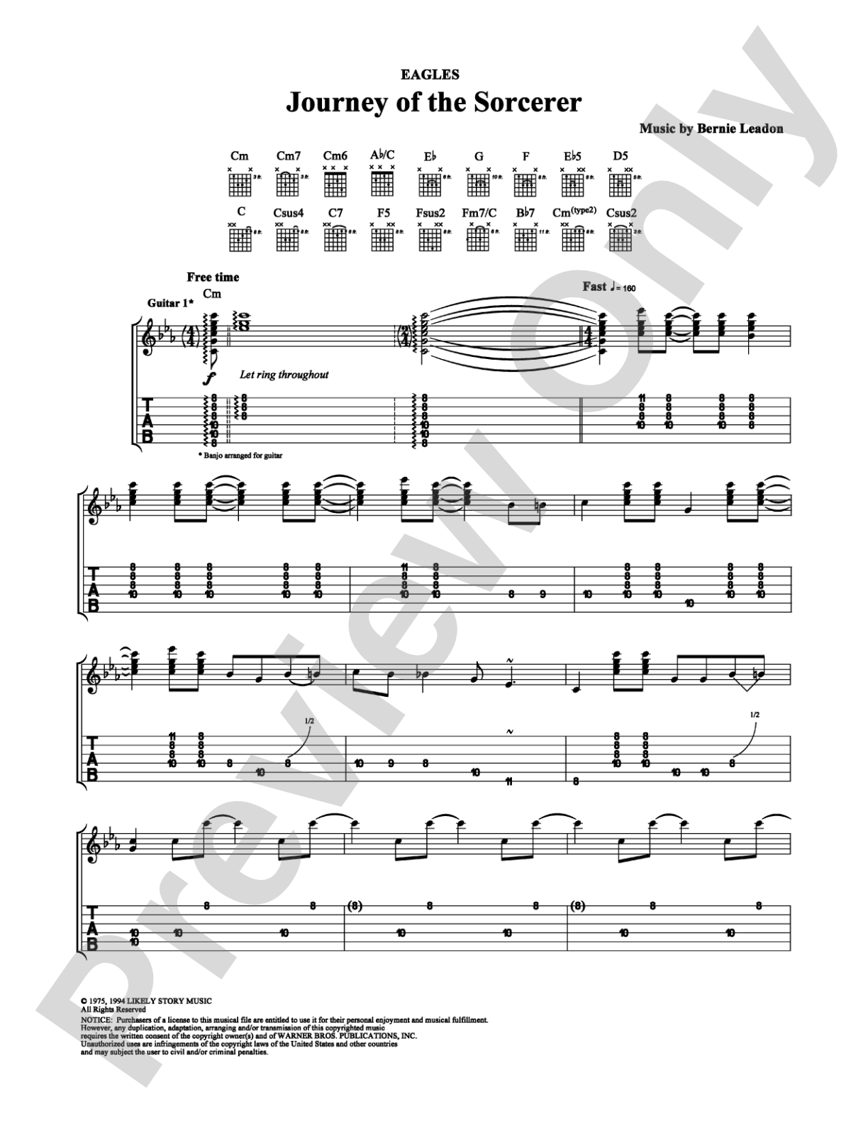 Journey of the Sorcerer: Guitar TAB Digital Sheet Music