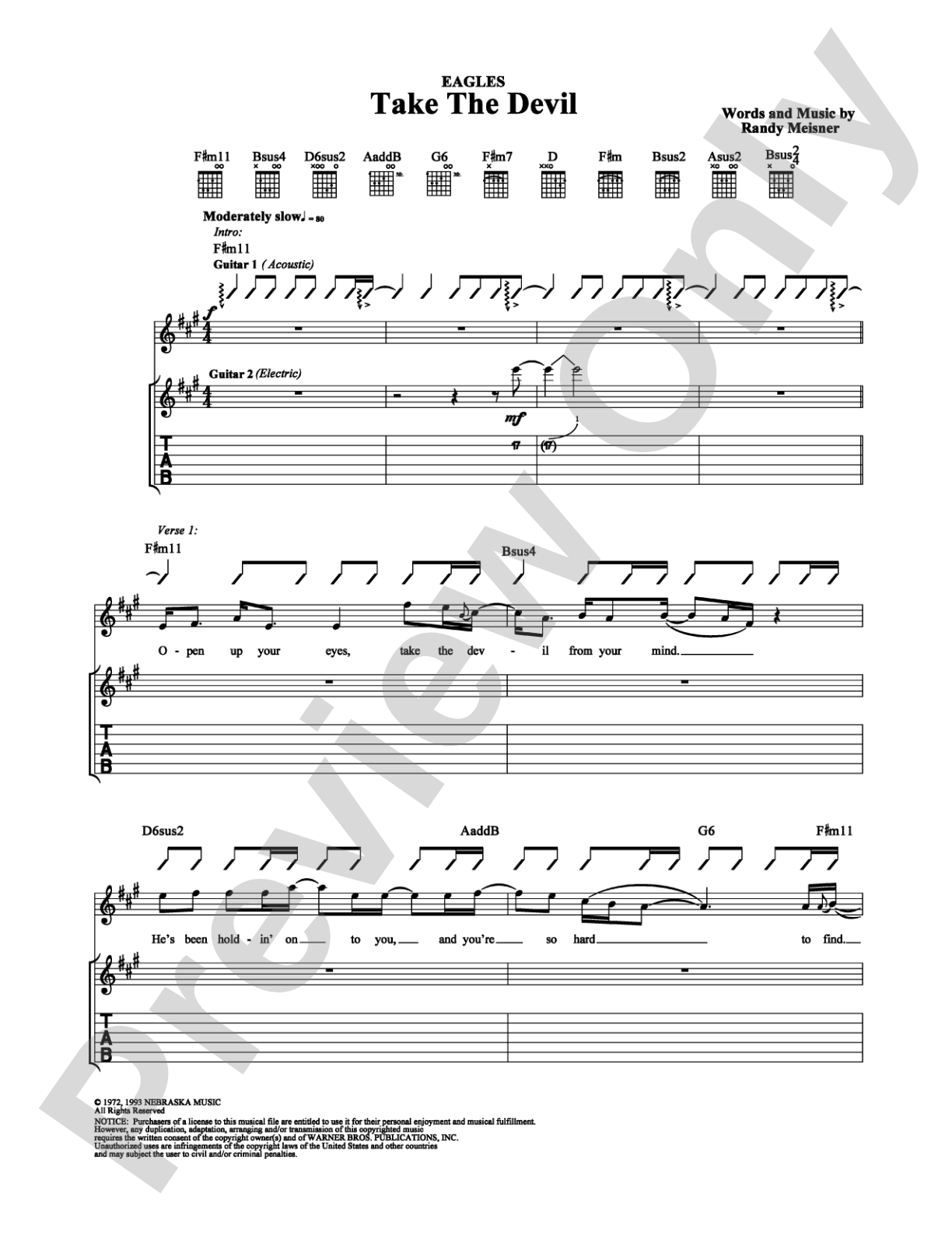 Take The Devil: Guitar TAB Digital Sheet Music