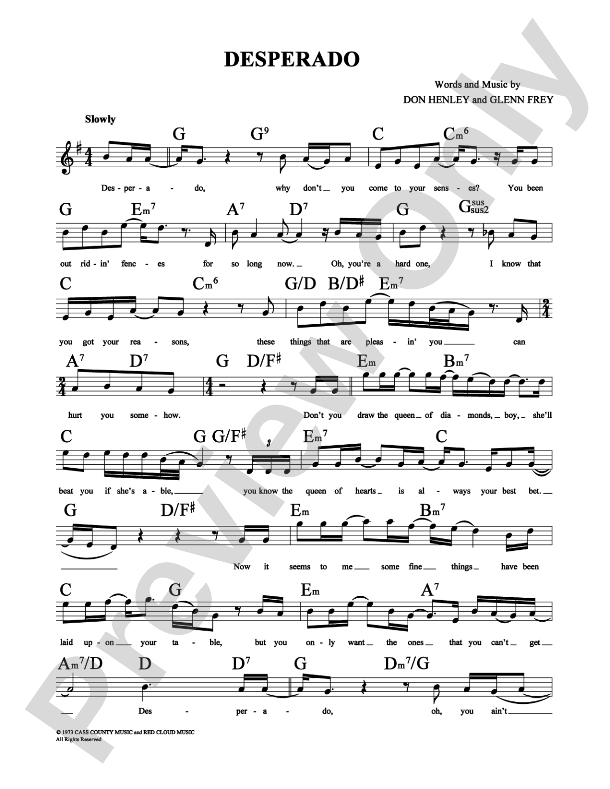 Desperado: Lead Sheet Digital Sheet Music