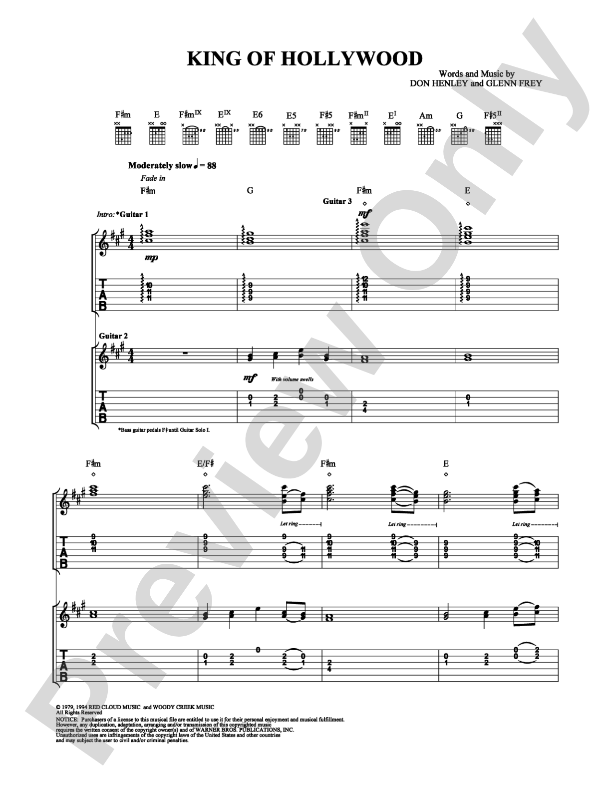 King of Hollywood: Guitar TAB Digital Sheet Music