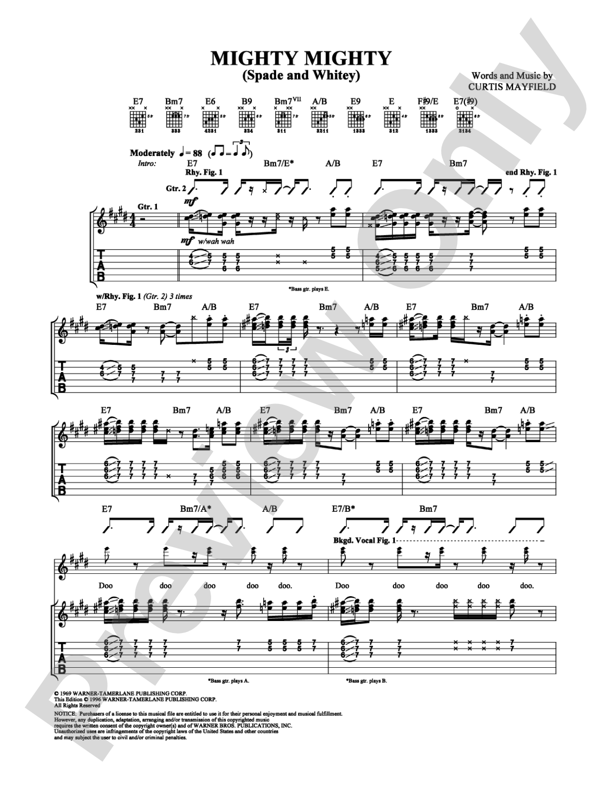 Mighty Mighty (Spade and Whitey): Guitar TAB Digital Sheet Music