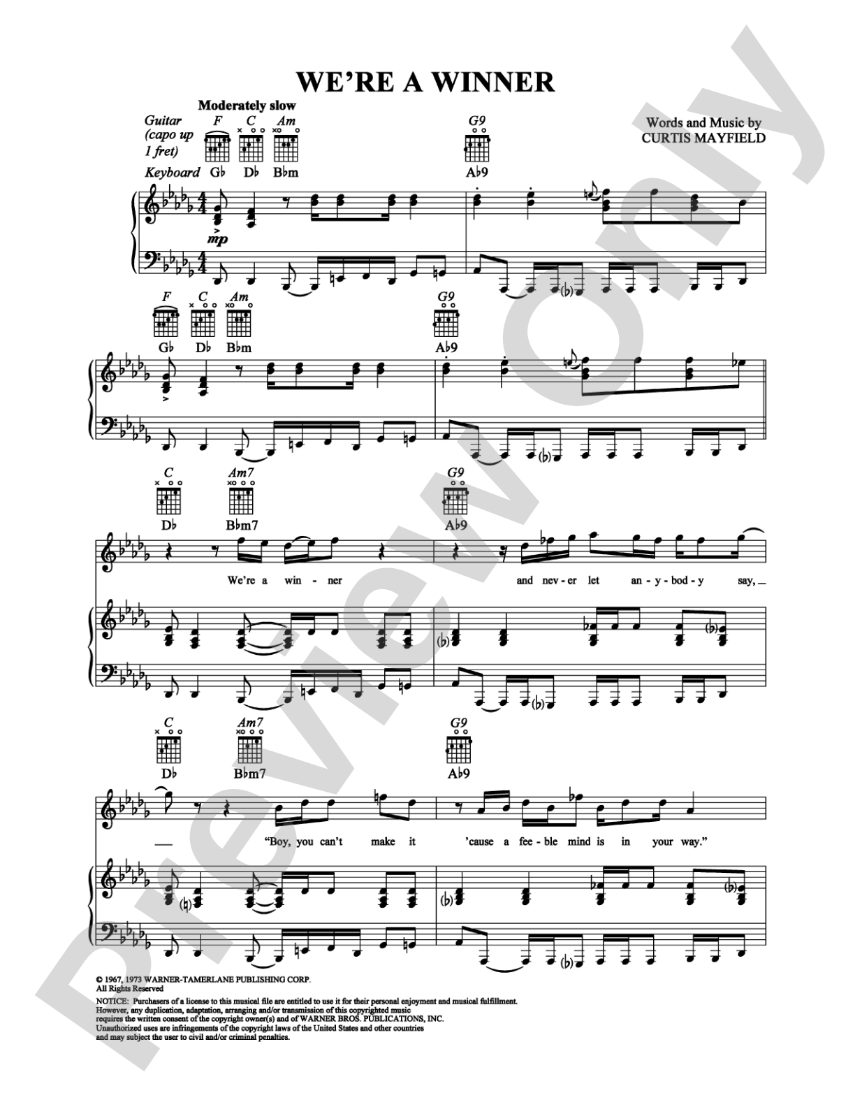 We're a Winner: Piano/Vocal/Chords Digital Sheet Music