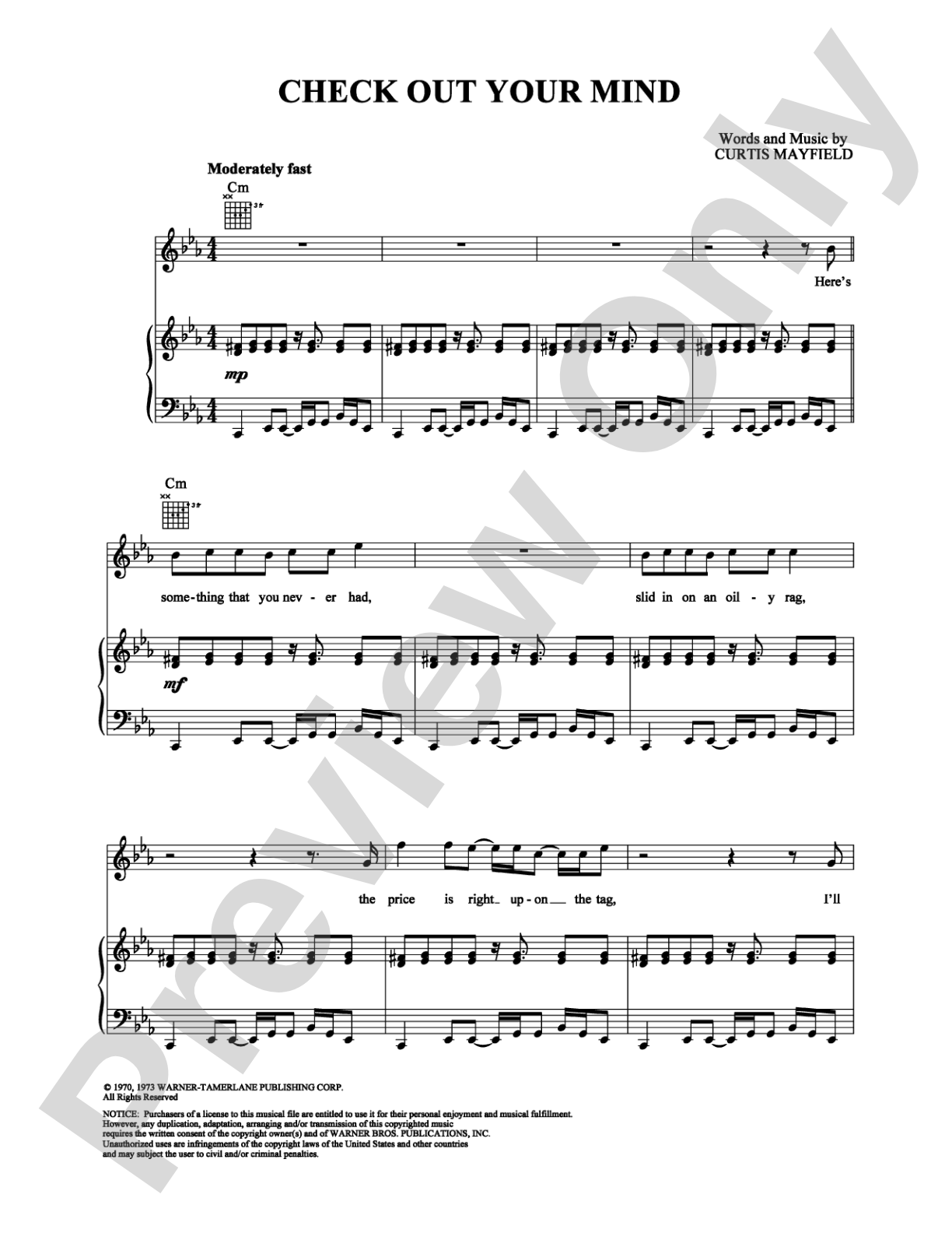 Check Out Your Mind: Piano/Vocal/Chords Digital Sheet Music