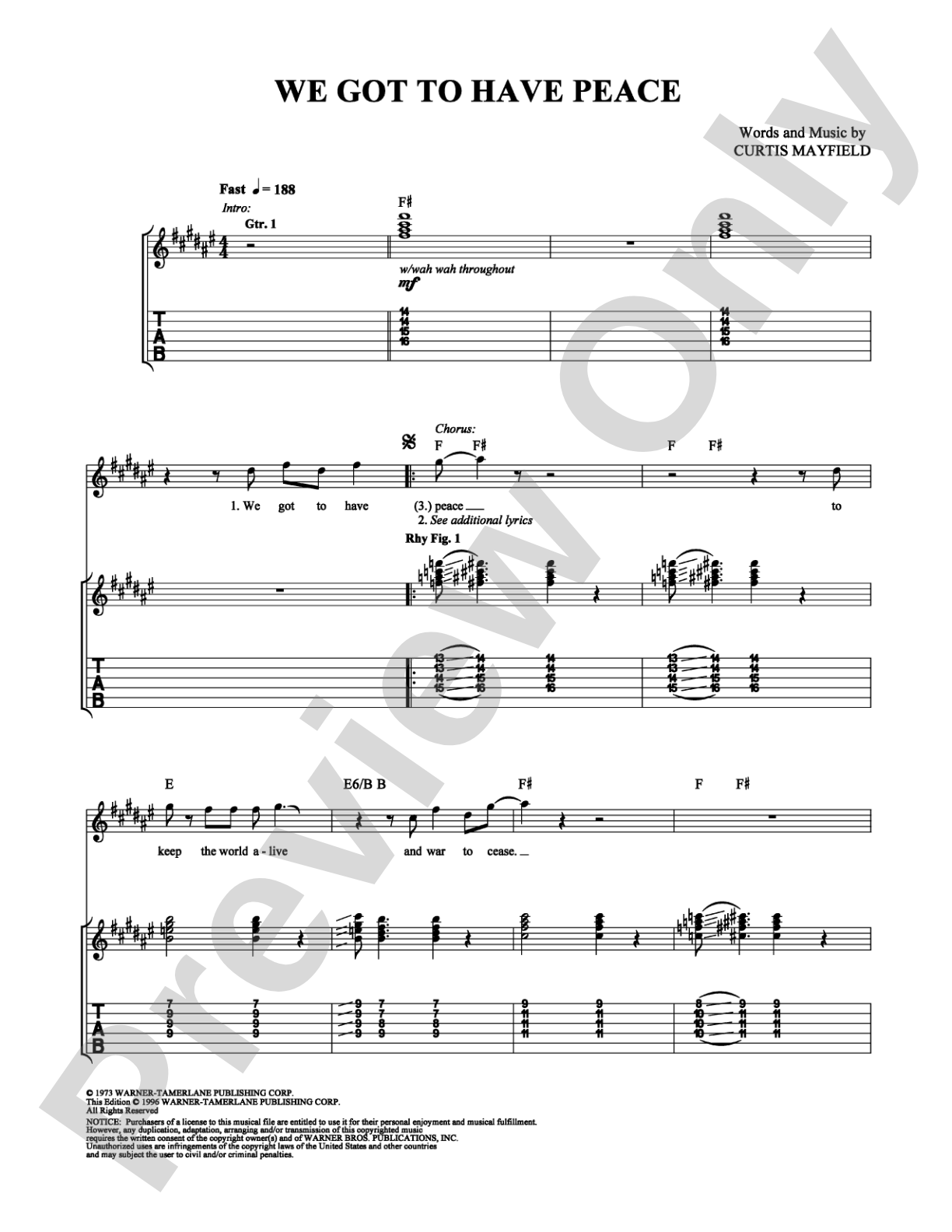 We Got to Have Peace: Guitar TAB Digital Sheet Music