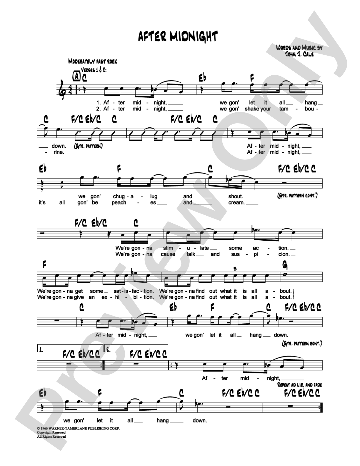 After Midnight: Lead Sheet Digital Sheet Music