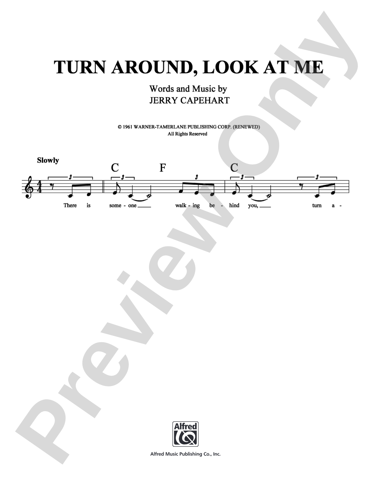 Turn Around, Look at Me: Lead Sheet Digital Sheet Music