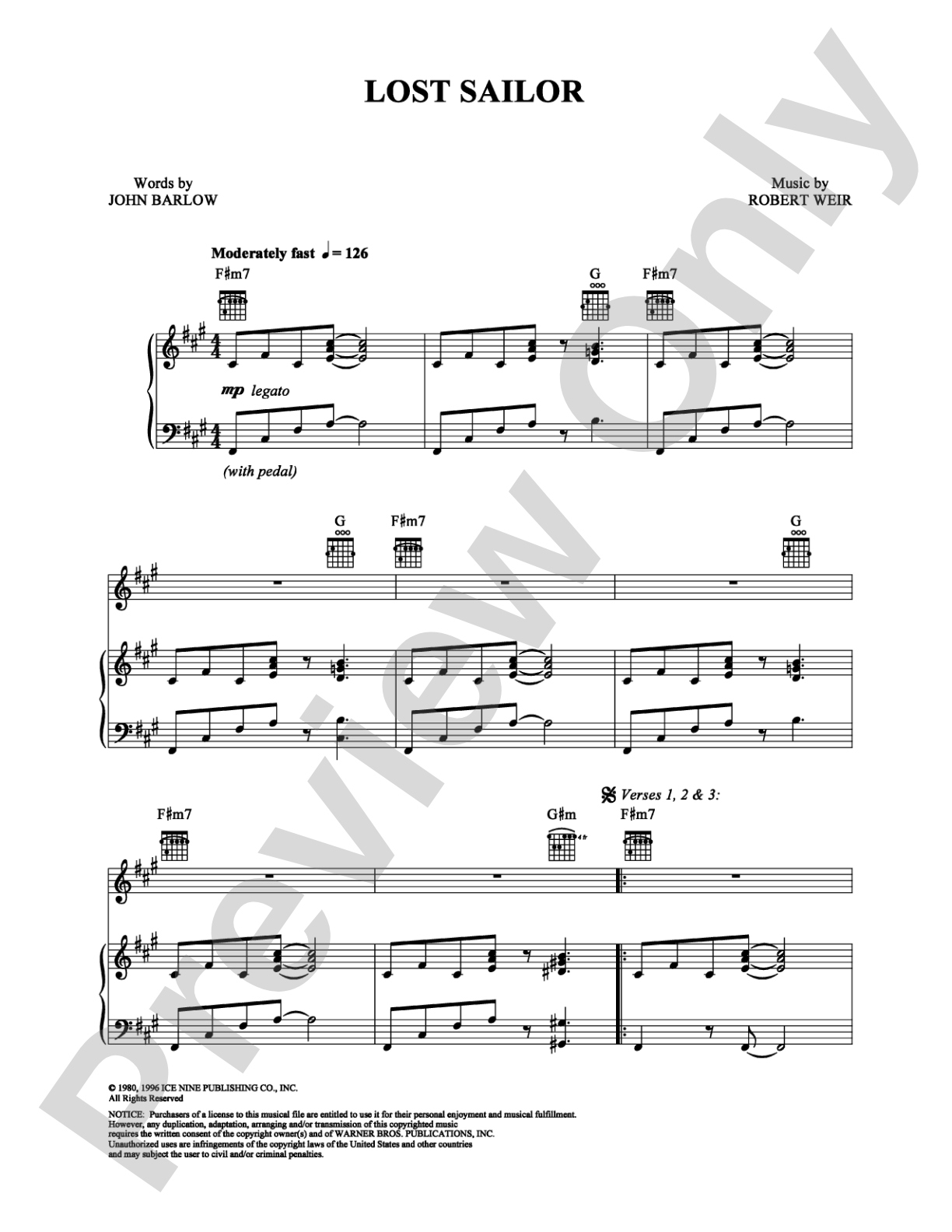 Lost Sailor: Piano/Vocal/Chords Digital Sheet Music