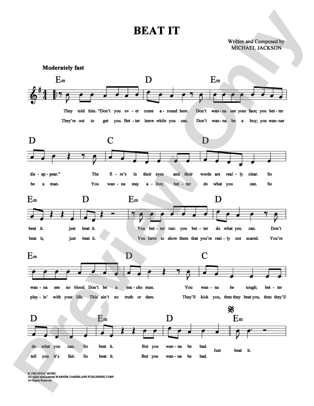 Beat It: Lead Sheet Digital Sheet Music