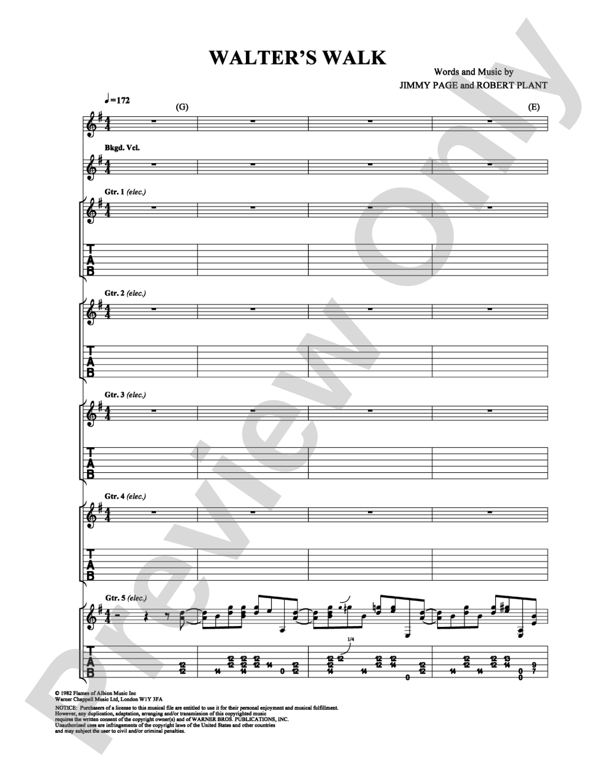 Walter's Walk: Guitar TAB Digital Sheet Music