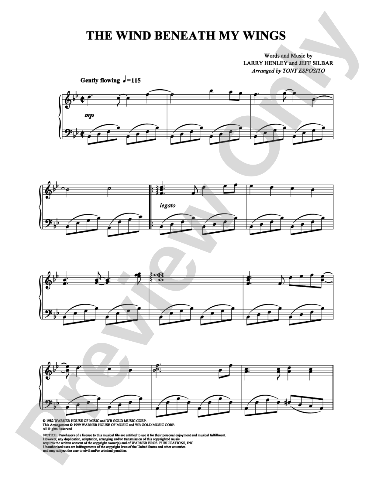 The Wind Beneath My Wings: Piano Digital Sheet Music