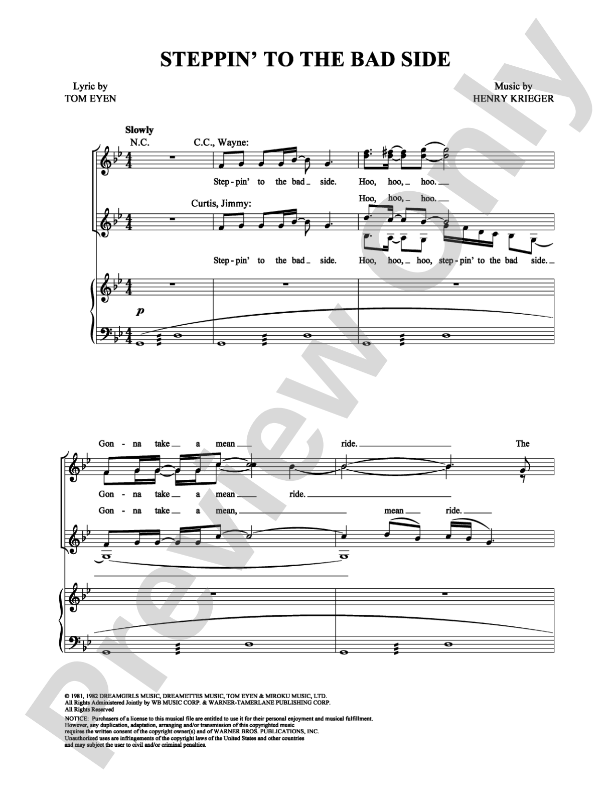 Steppin' to the Bad Side: Piano/Vocal/Chords Digital Sheet Music