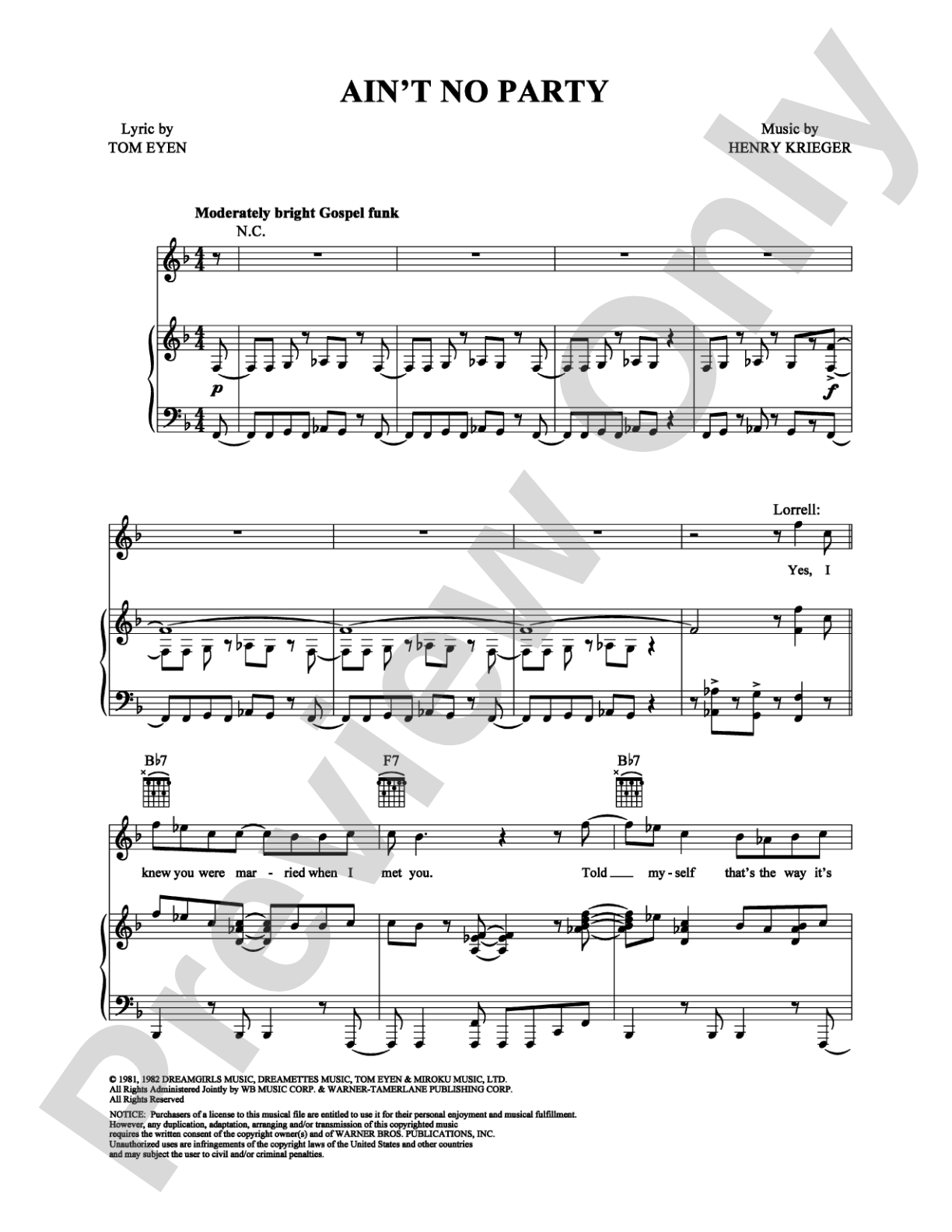 Ain't No Party: Piano/Vocal/Chords Digital Sheet Music