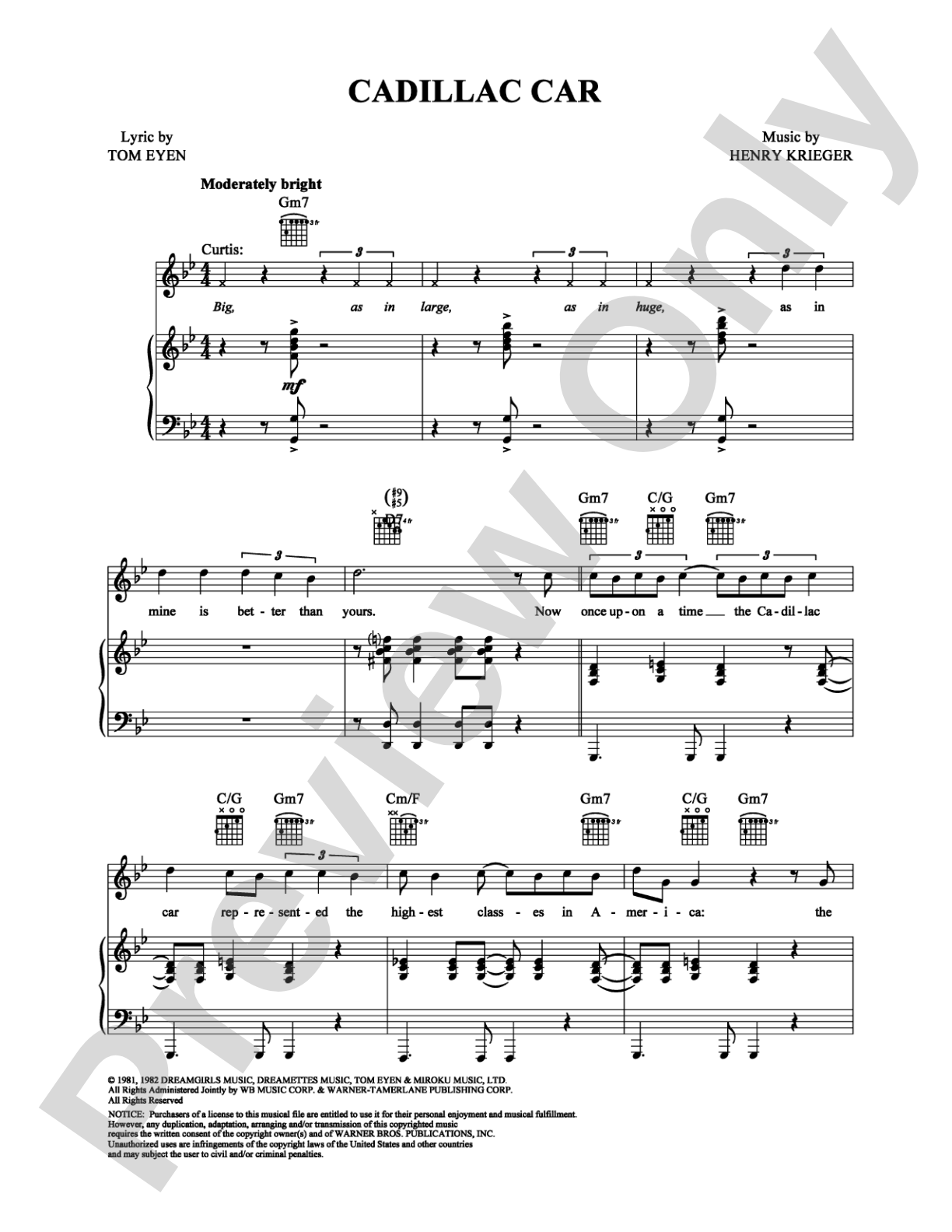 Cadillac Car: Piano/Vocal/Chords Digital Sheet Music