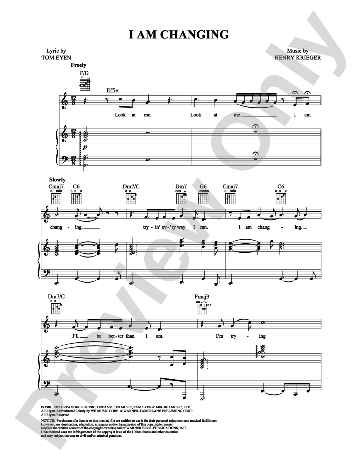 I Am Changing: Piano/Vocal/Chords Digital Sheet Music