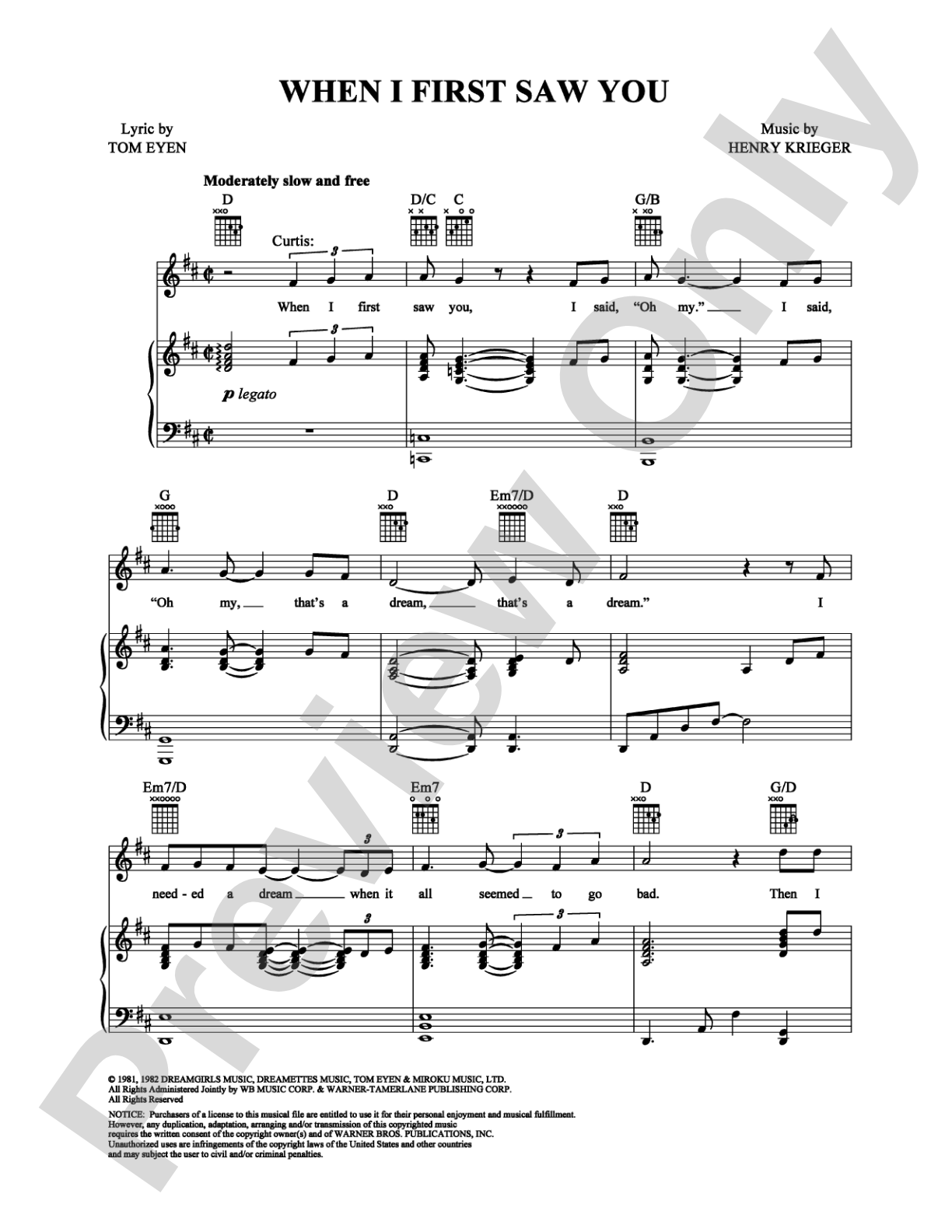 When I First Saw You: Piano/Vocal/Chords Digital Sheet Music