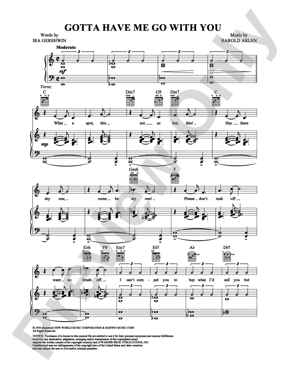 Gotta Have Me Go with You: Piano/Vocal/Chords Digital Sheet Music