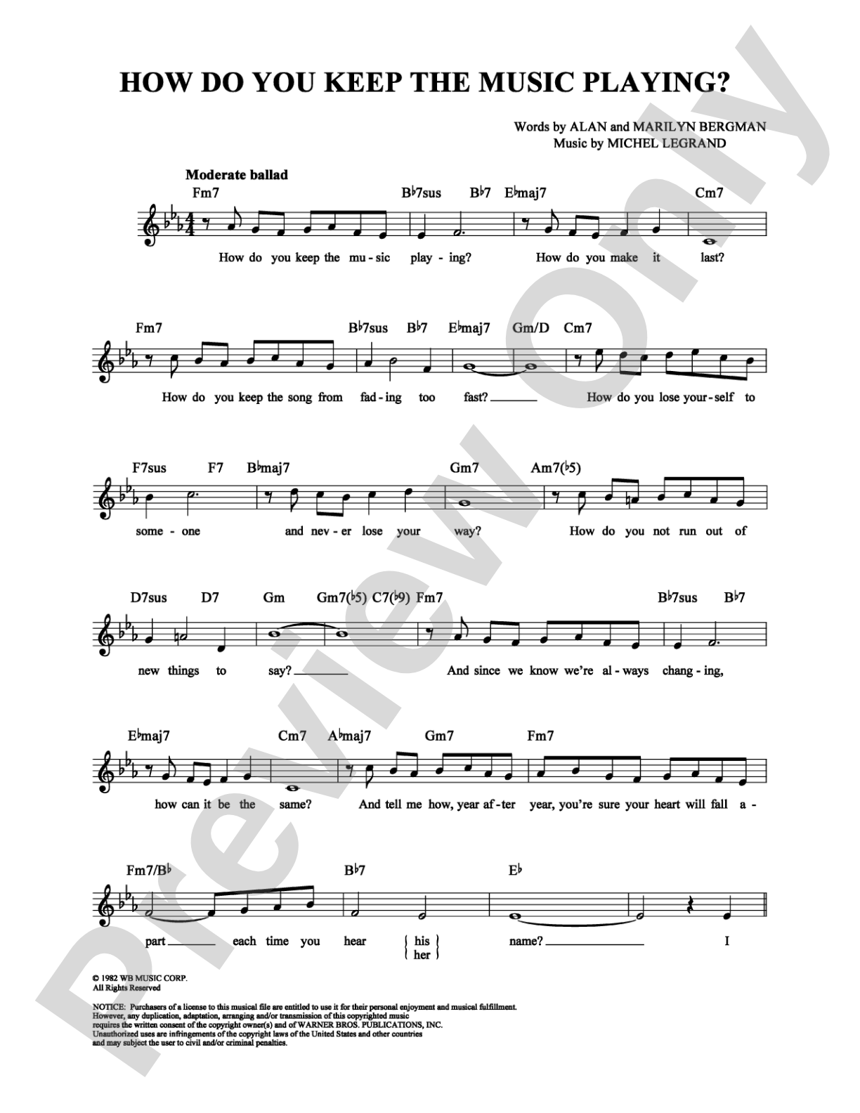 How Do You Keep the Music Playing?: Lead Sheet Digital Sheet Music