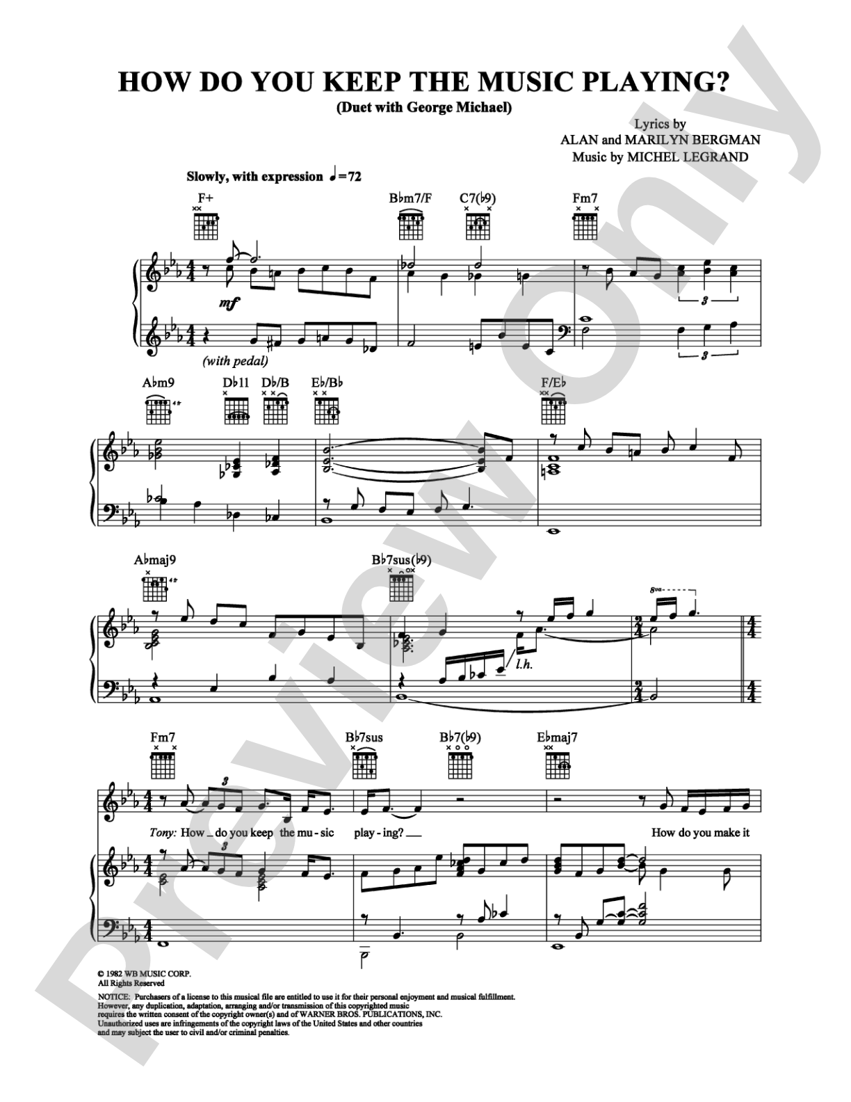 How Do You Keep the Music Playing?: Piano/Vocal/Chords Digital Sheet Music