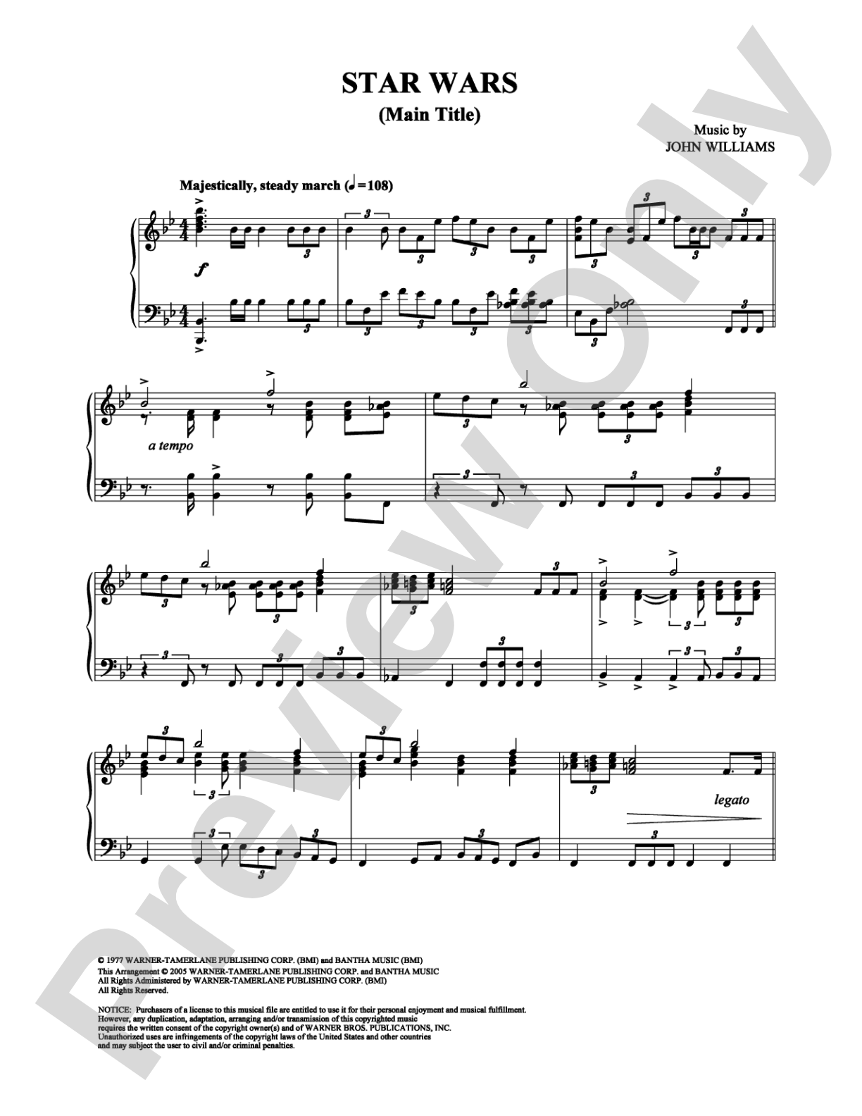 Star Wars (Main Theme): Piano Digital Sheet Music