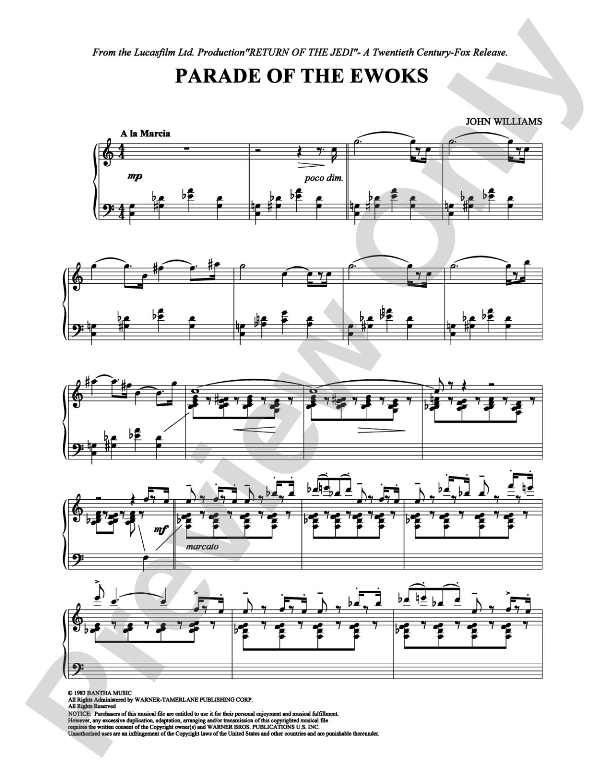 Parade of the Ewoks: Piano Digital Sheet Music
