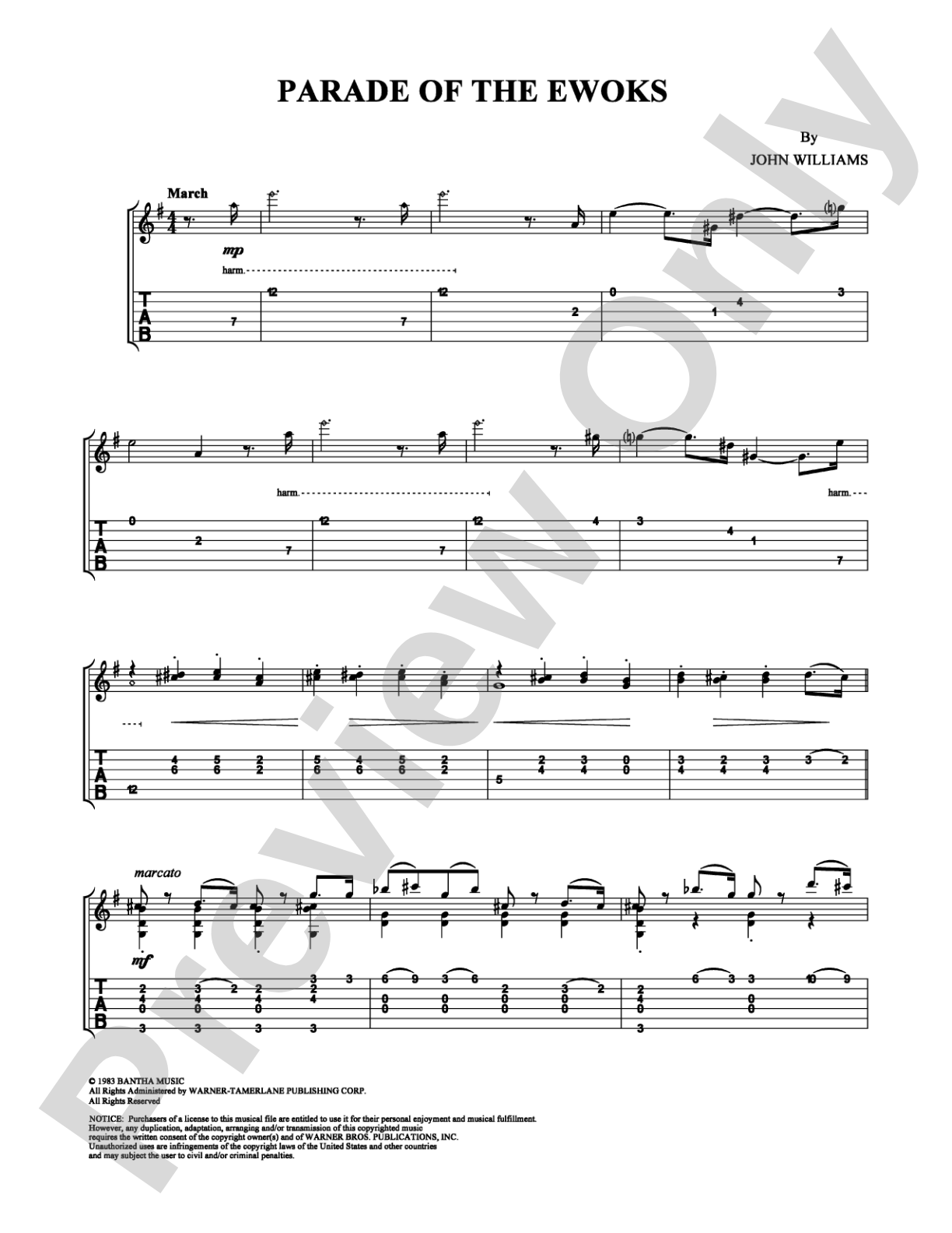 Parade of the Ewoks: Guitar TAB Digital Sheet Music