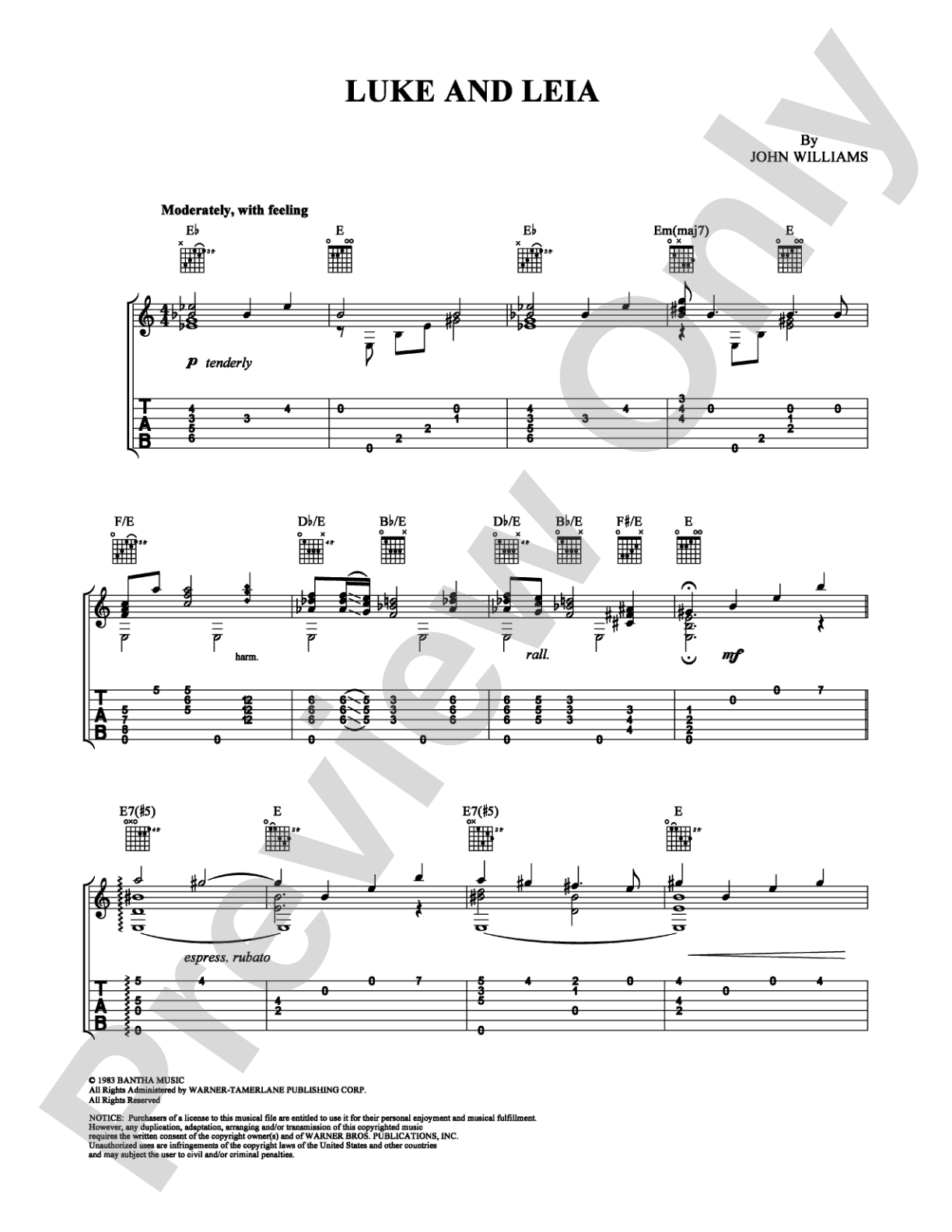 Luke and Leia: Guitar TAB Digital Sheet Music
