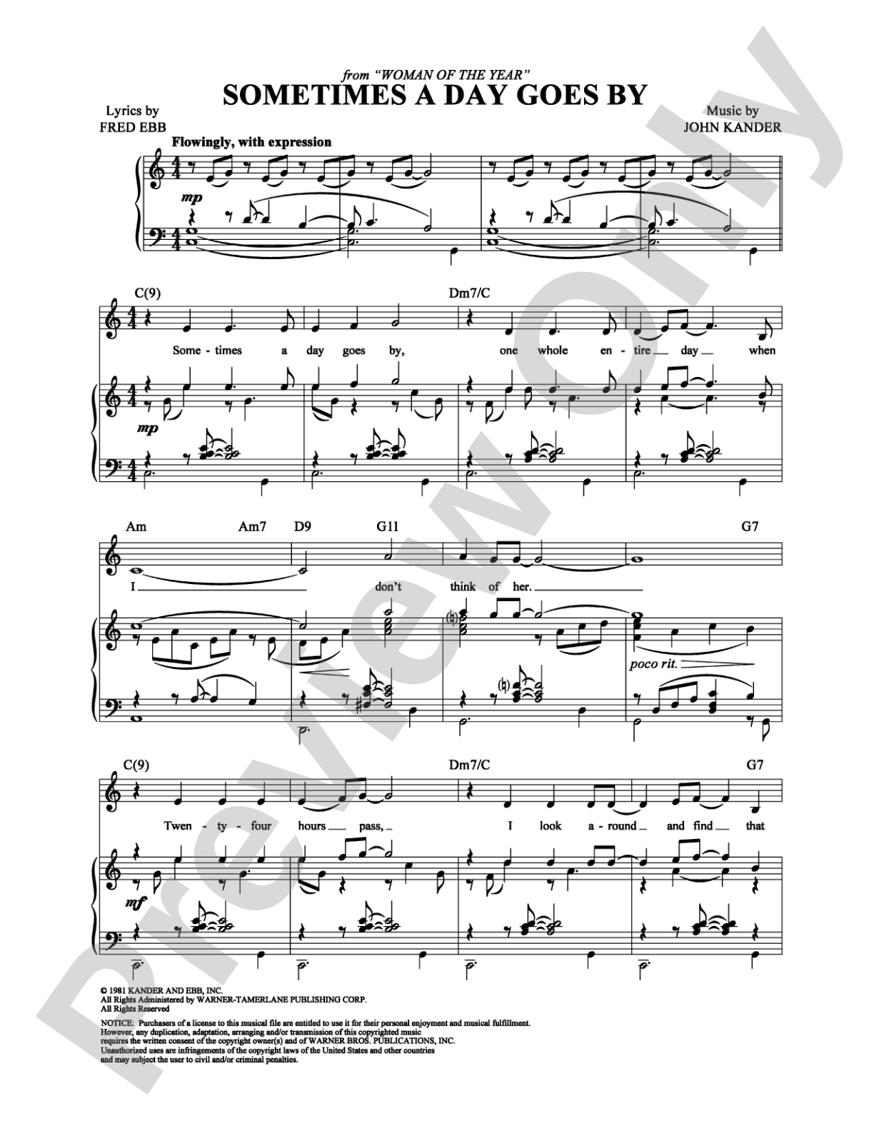 Sometimes A Day Goes By: Piano/Vocal/Chords Digital Sheet Music