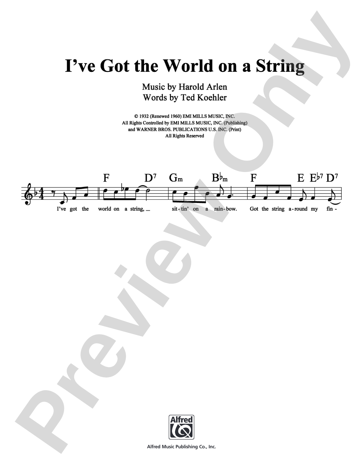 I've Got the World On A String: Lead Sheet Digital Sheet Music