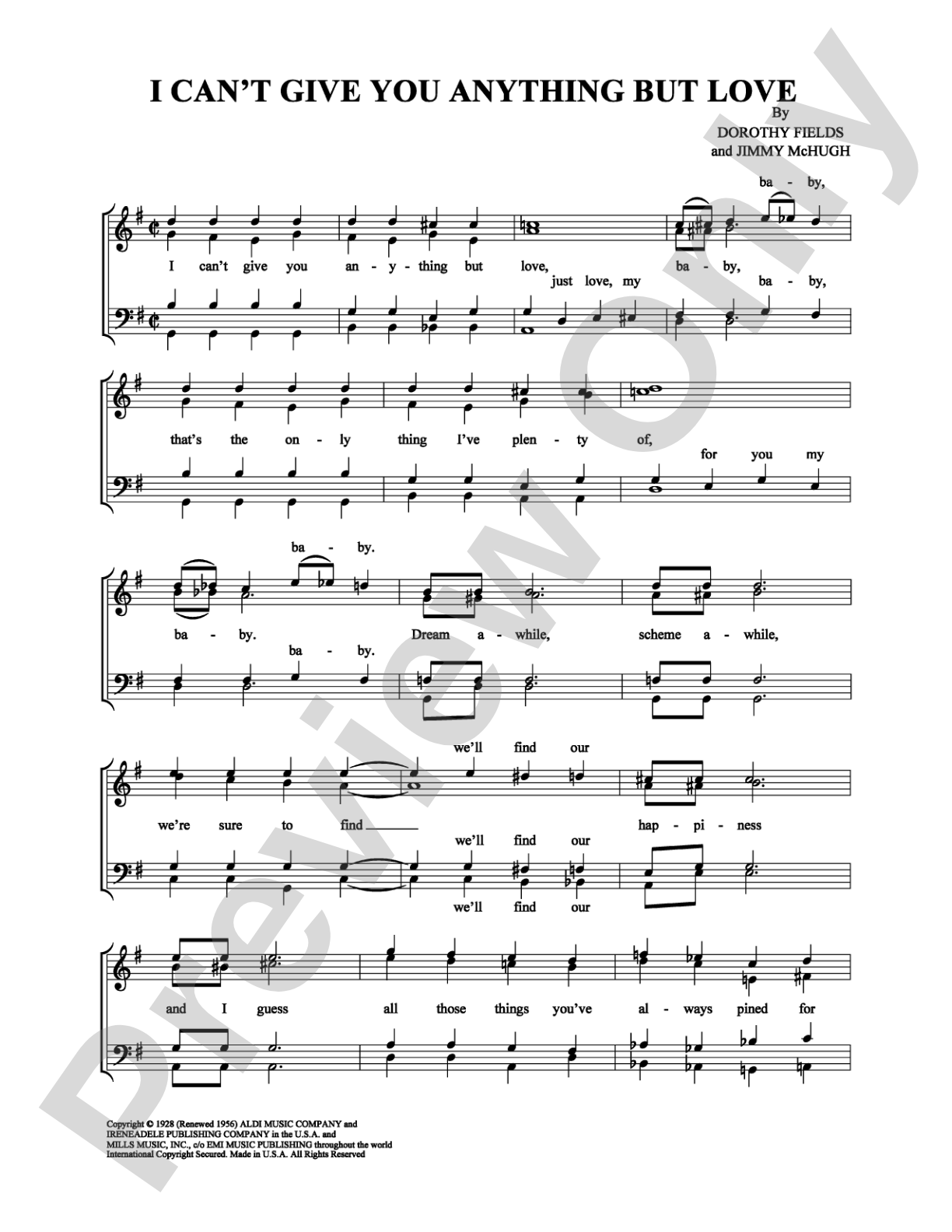 I Can't Give You Anything But Love: Vocal Group Digital Sheet Music