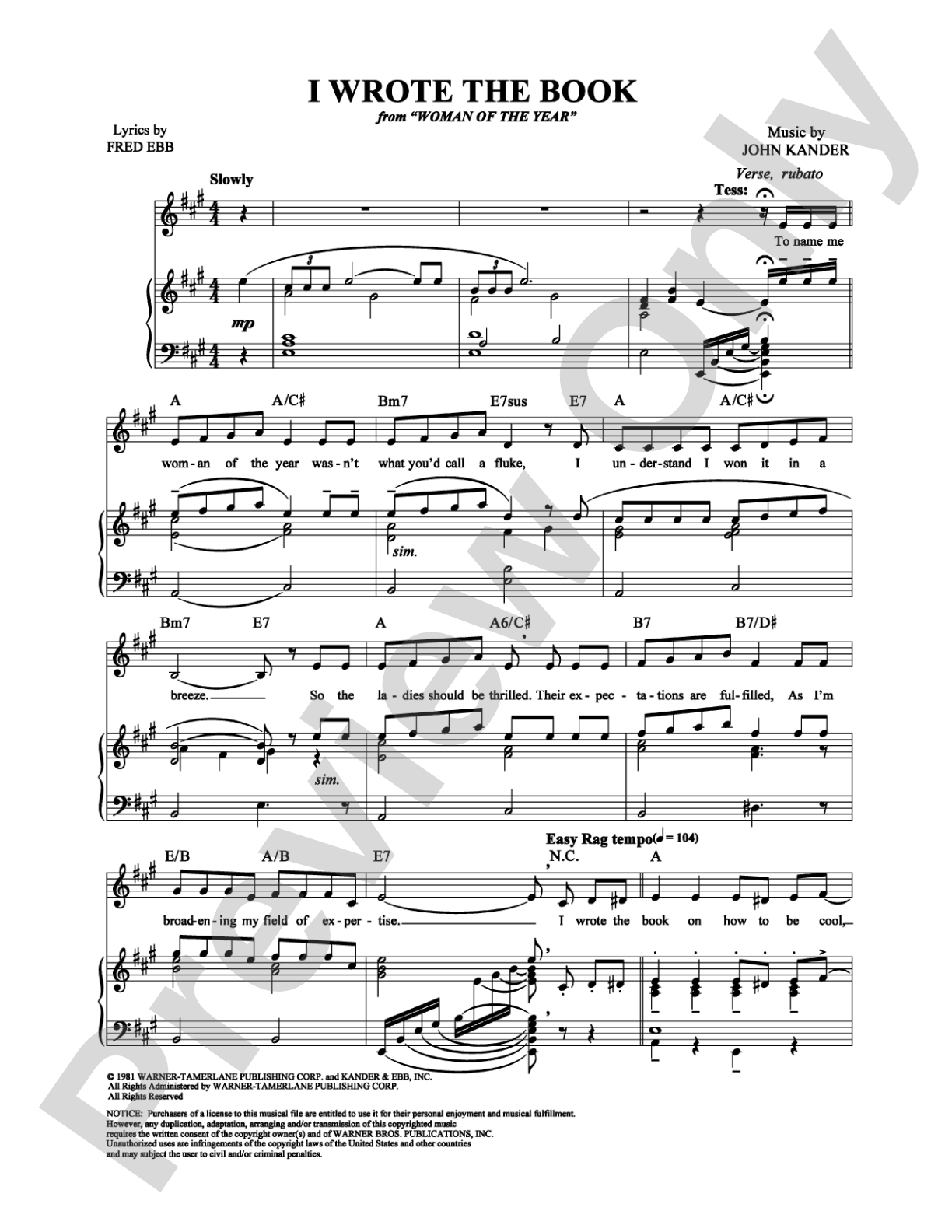 I Wrote the Book: Piano/Vocal/Chords Digital Sheet Music