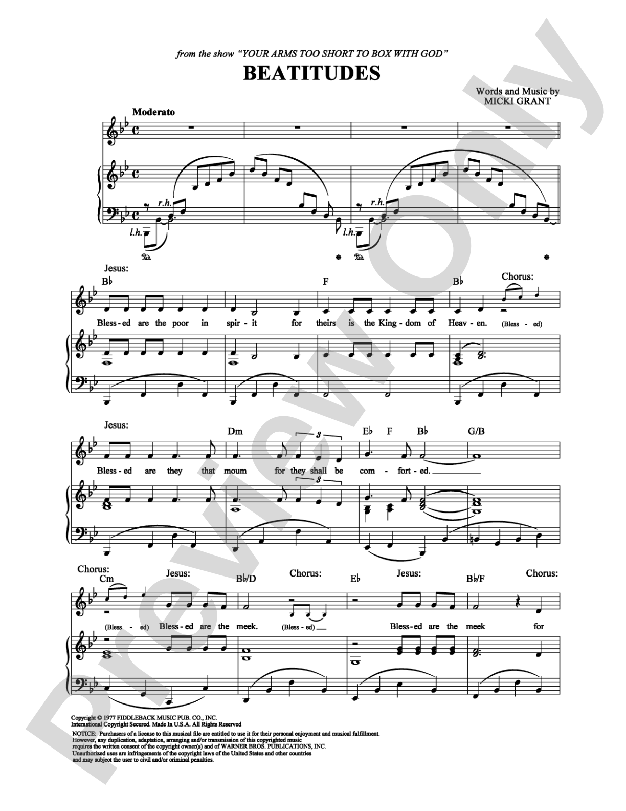 Beatitudes: Piano/Vocal/Chords Digital Sheet Music