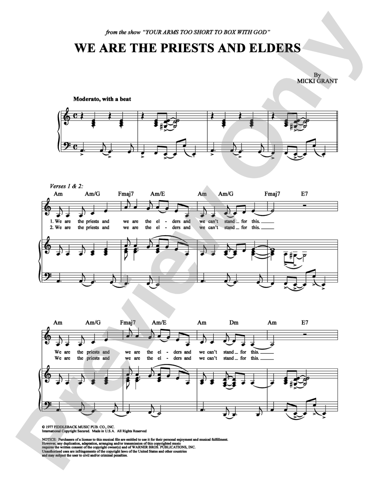 We Are the Priests and Elders: Piano/Vocal/Chords Digital Sheet Music