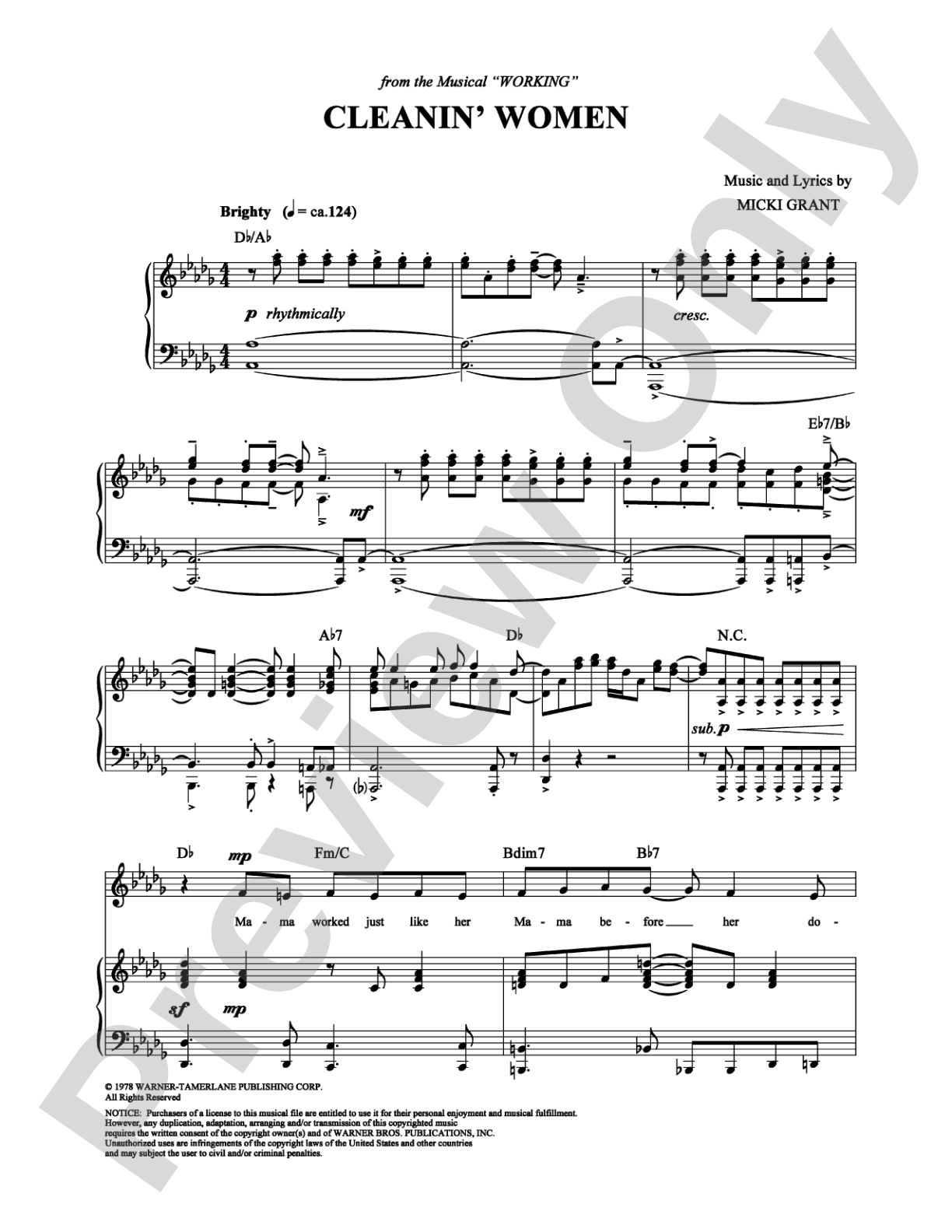 Cleanin' Women: Piano/Vocal/Chords Digital Sheet Music