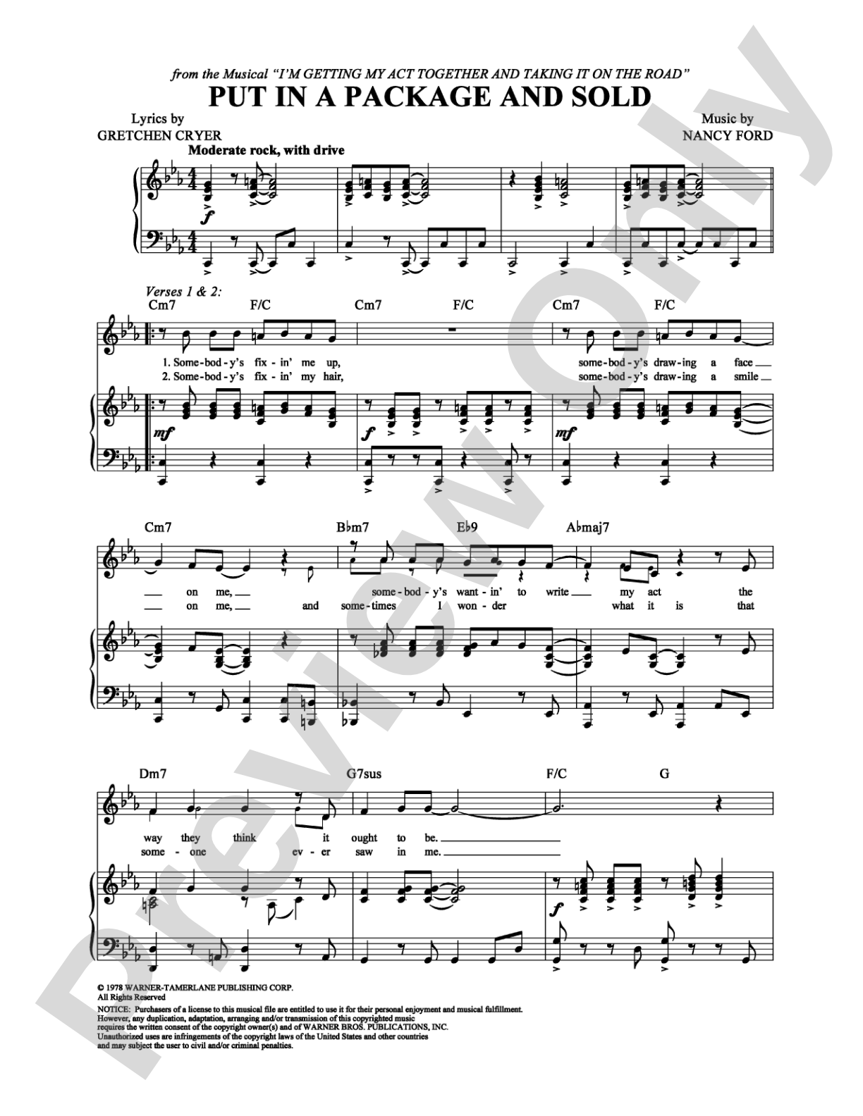 Put In a Package and Sold: Piano/Vocal/Chords Digital Sheet Music