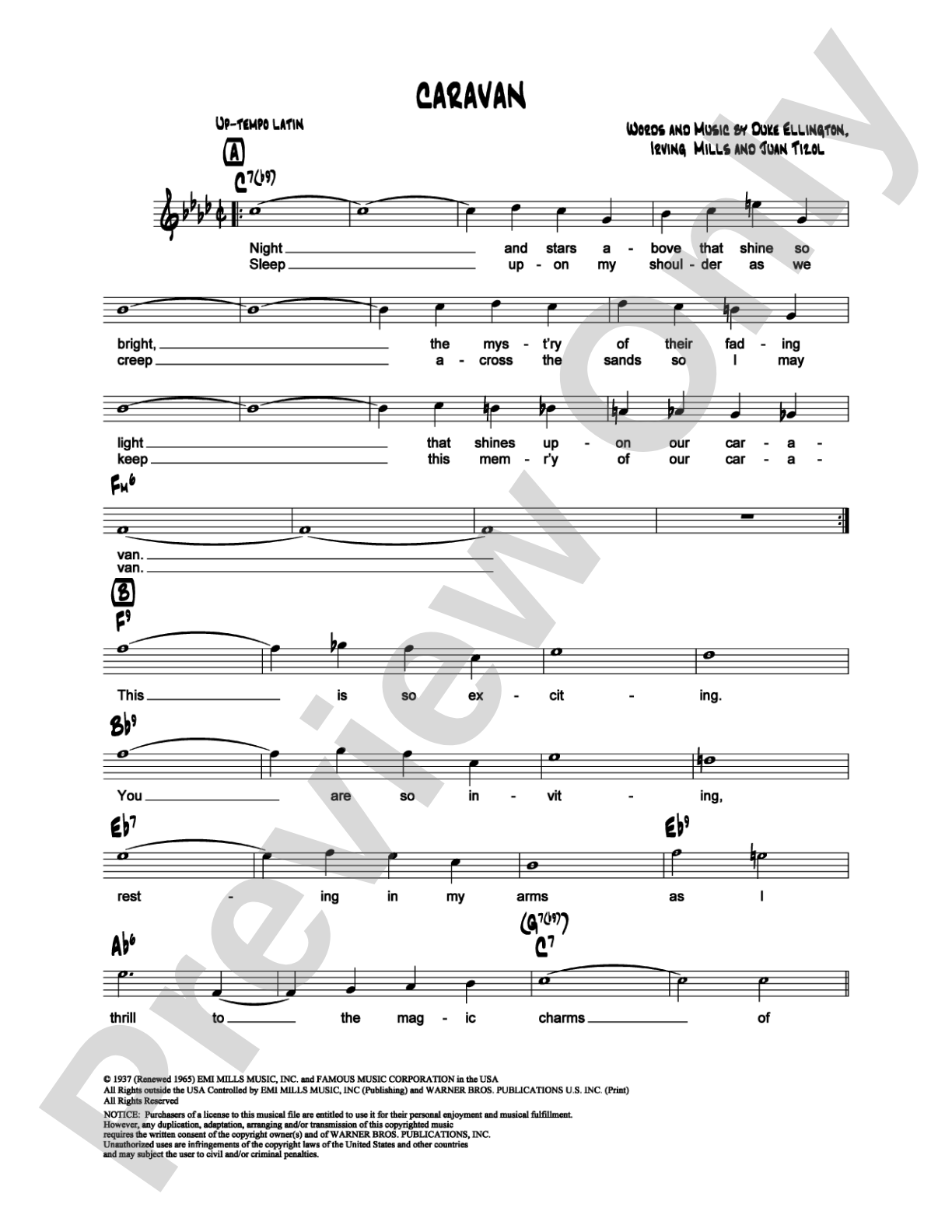 Caravan: Lead Sheet Digital Sheet Music